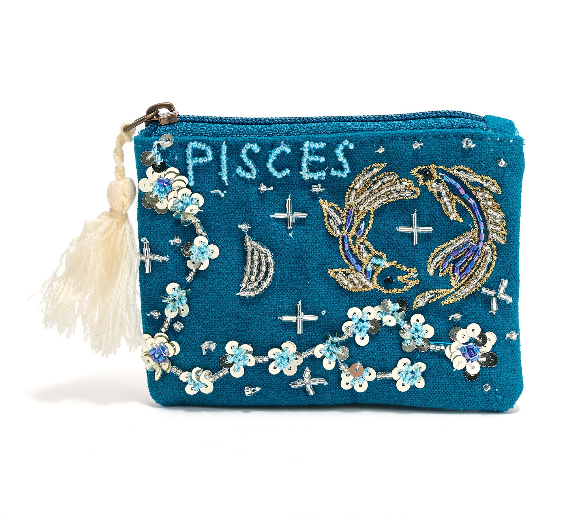 America & Beyond Velvet Embellished Zodiac Coin Pouch