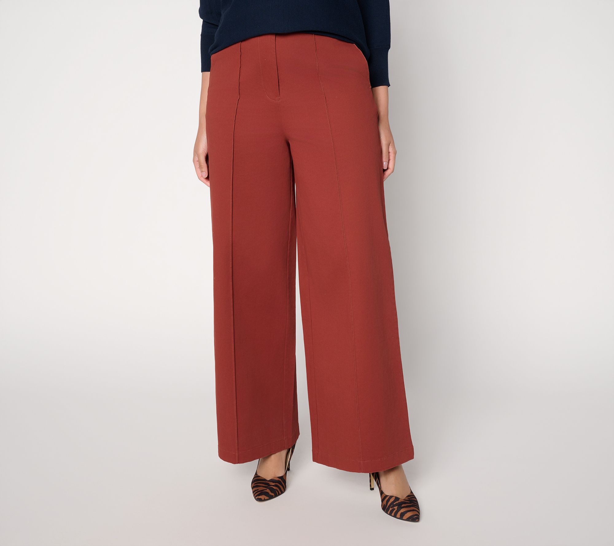 Carla Rockmore Collection Petite Stretch Twill Wide Leg Pants