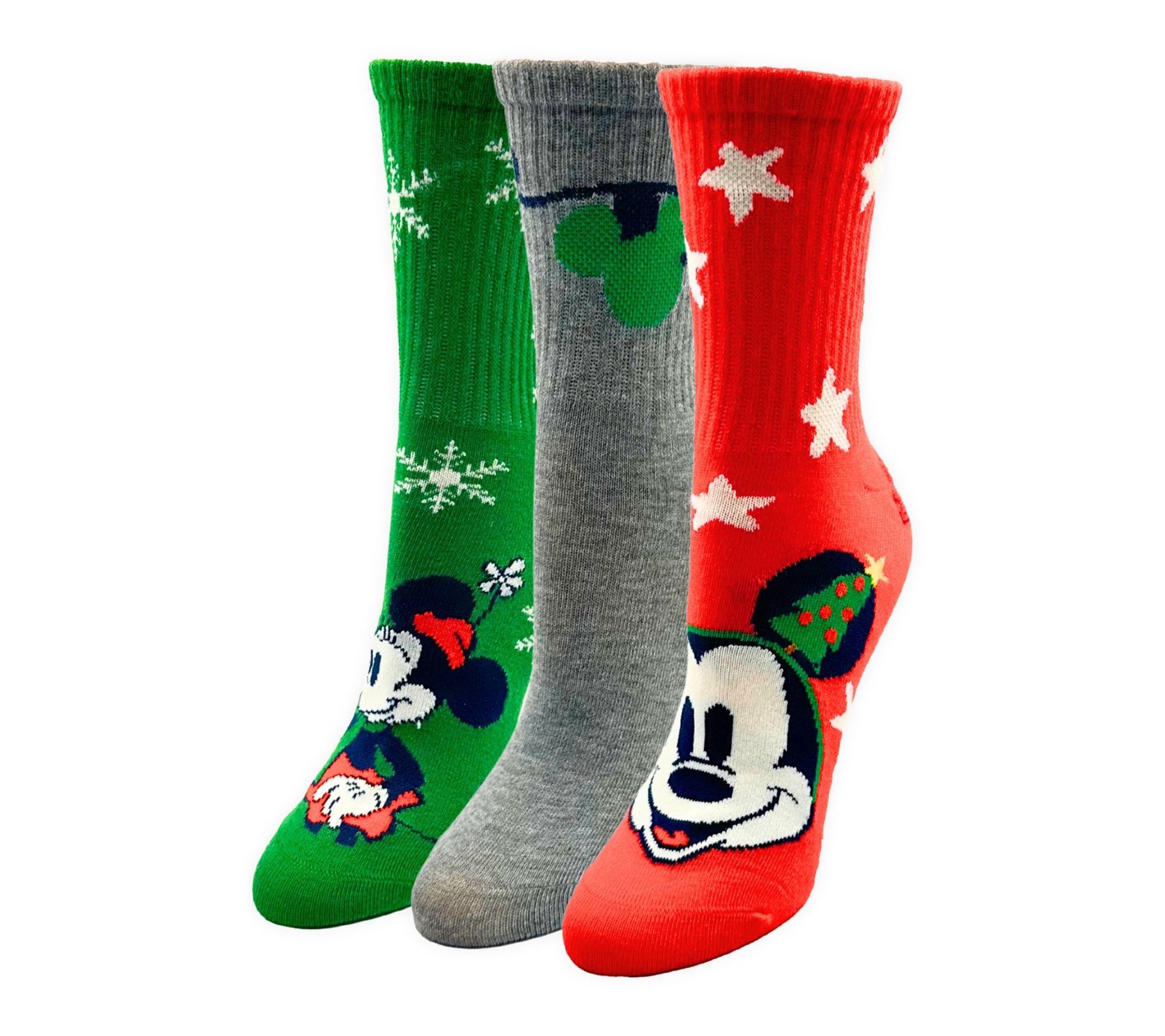  Holiday Character Set of 3 Ribbed Crew Socks
