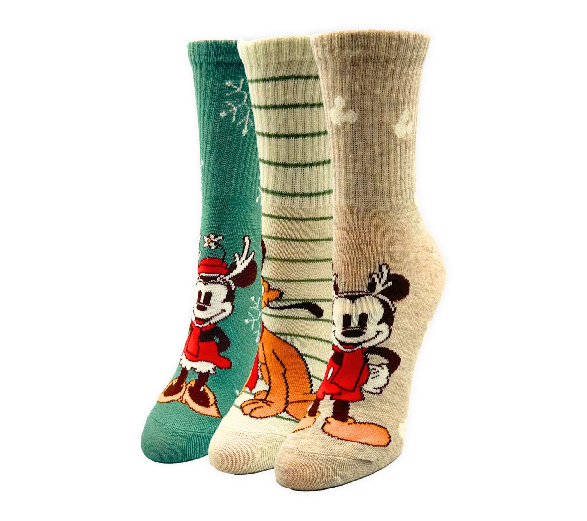 Holiday Character Set of 3 Ribbed Crew Socks