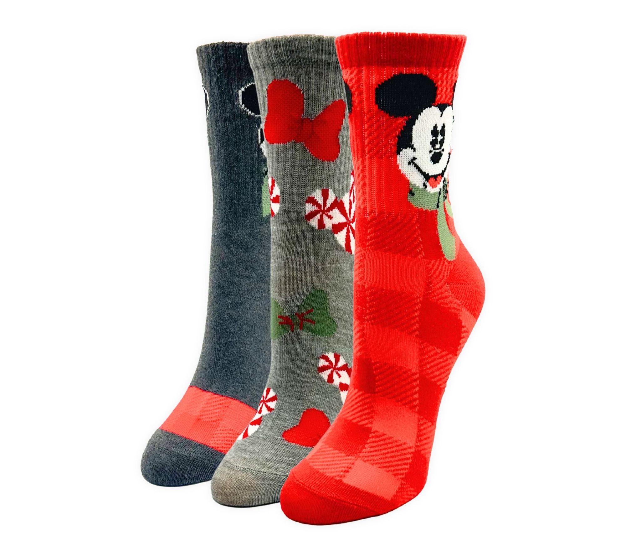 Holiday Character Set of 3 Ribbed Crew Socks