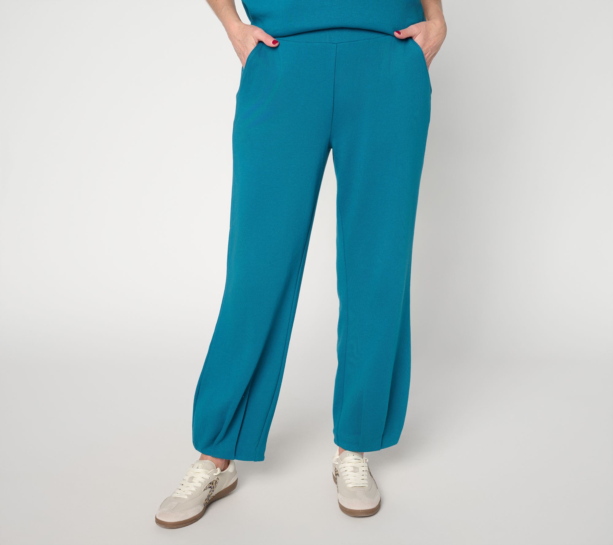 Me Time by Jennie Garth Petite Pleated French Terry Lounge Pants