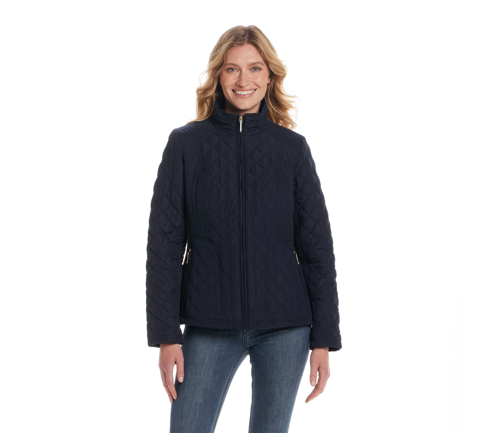 Weatherproof Zip Front Quilted Jacket with SidePanel Stretch