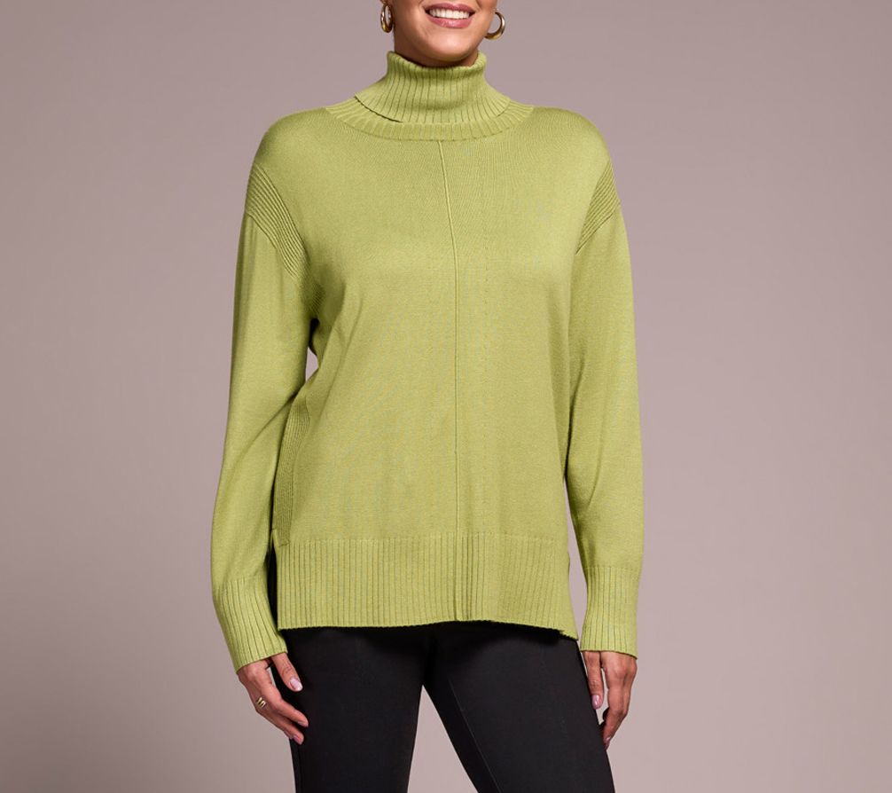 Tribal Drop Shoulder Turtle Neck Sweater