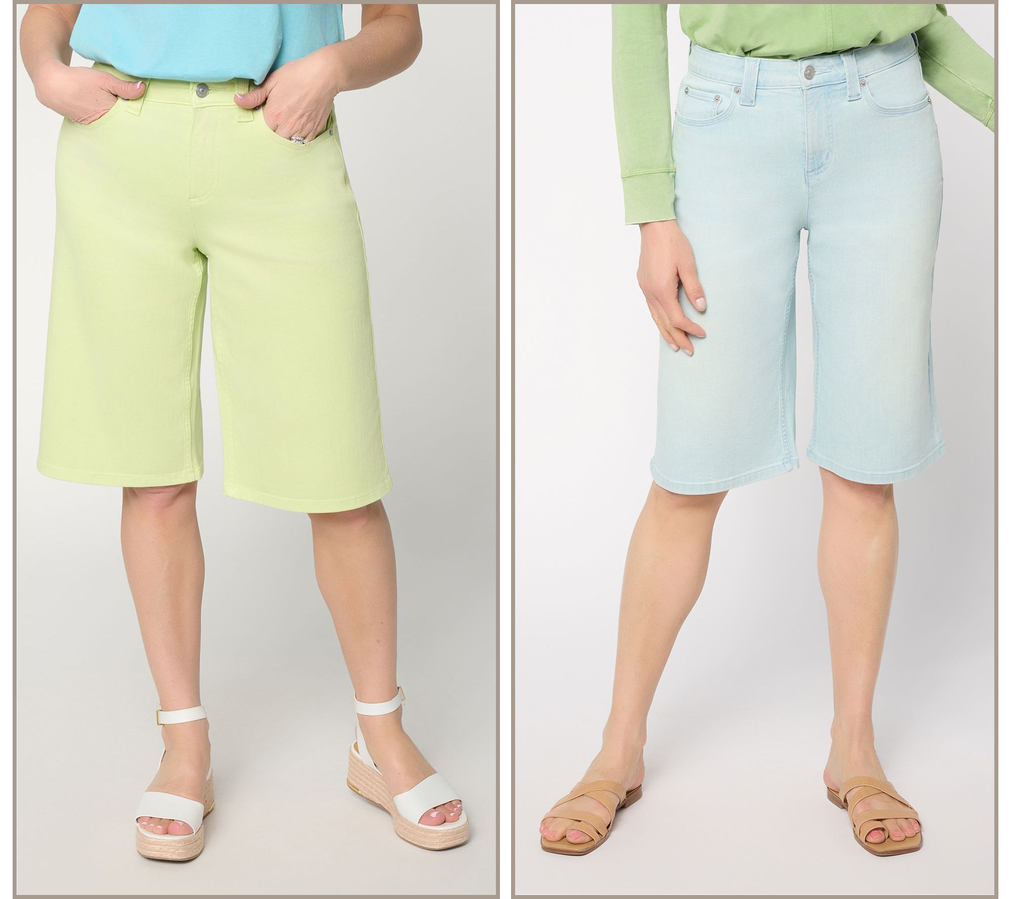 LOGO by Lori Goldstein Denim Long Shorts