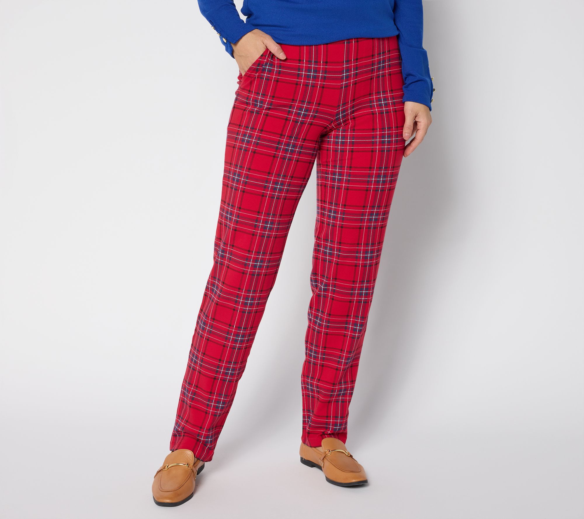 "As Is" Denim & Co. Tall Duo Stretch Straight Leg Pants