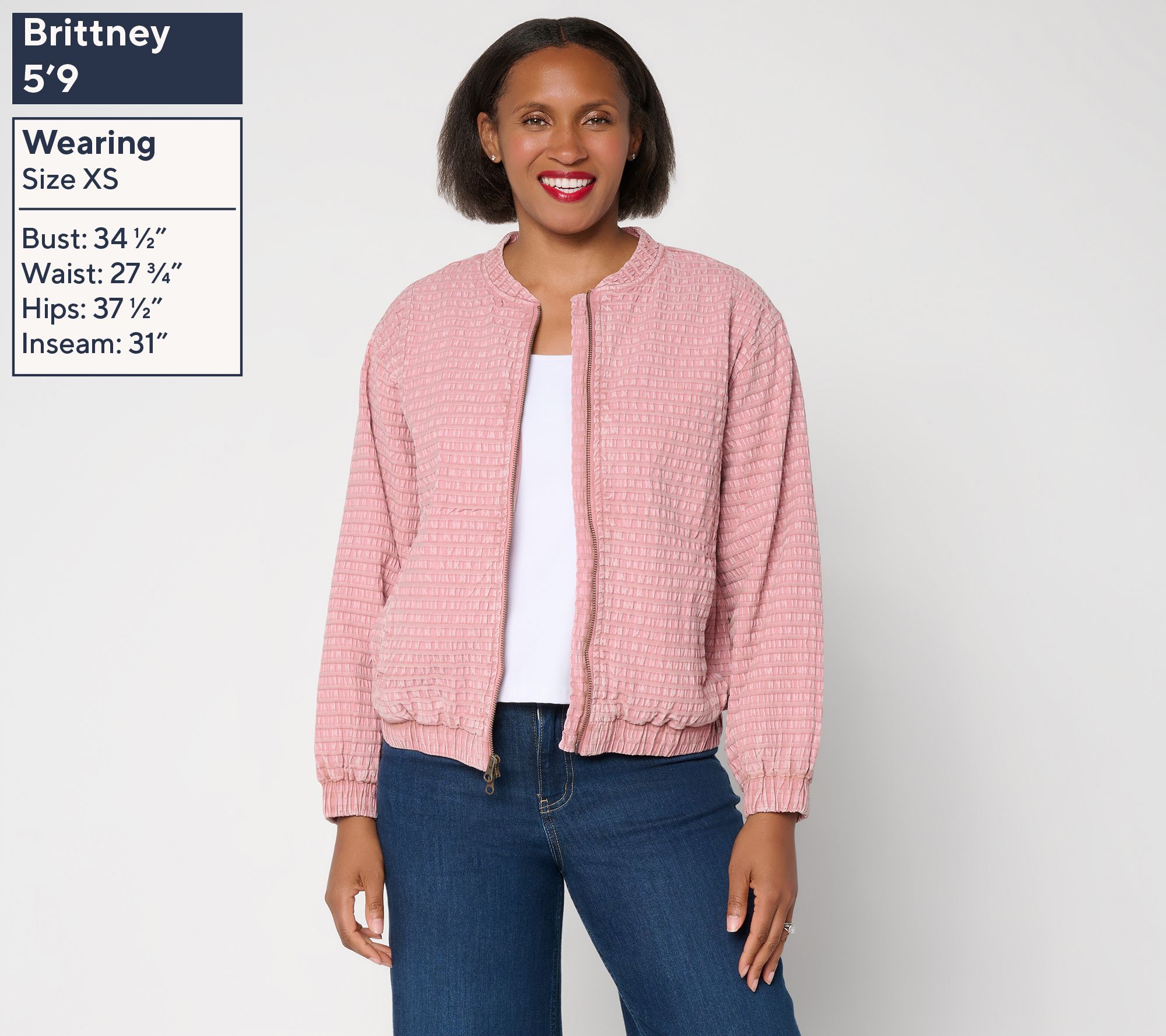 LOGO Special Edition by Lori Goldstein Front Zip Textured Jacket