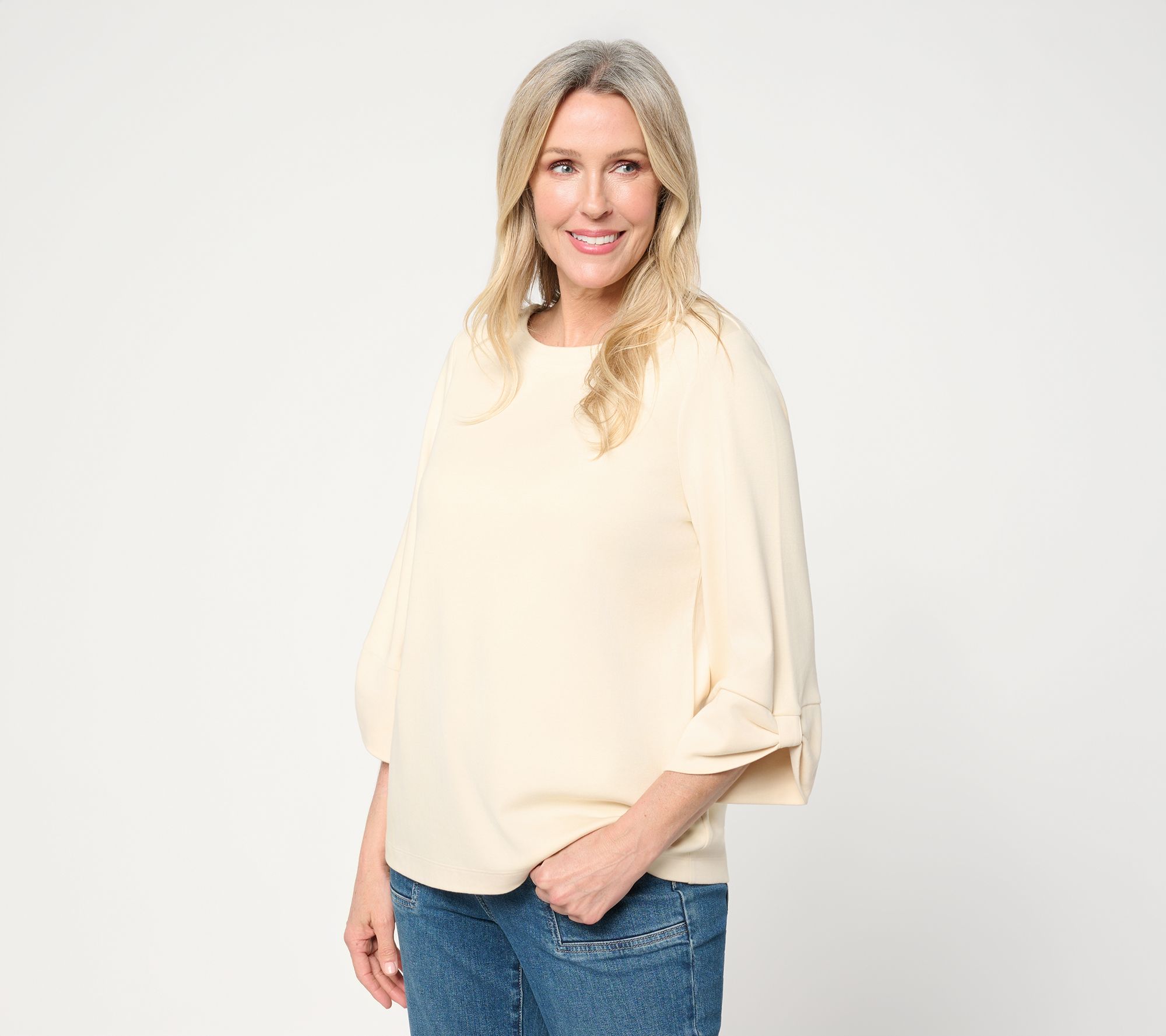 Martha Stewart Signature Essentials Boatneck Top w/ Sleeve Dtl