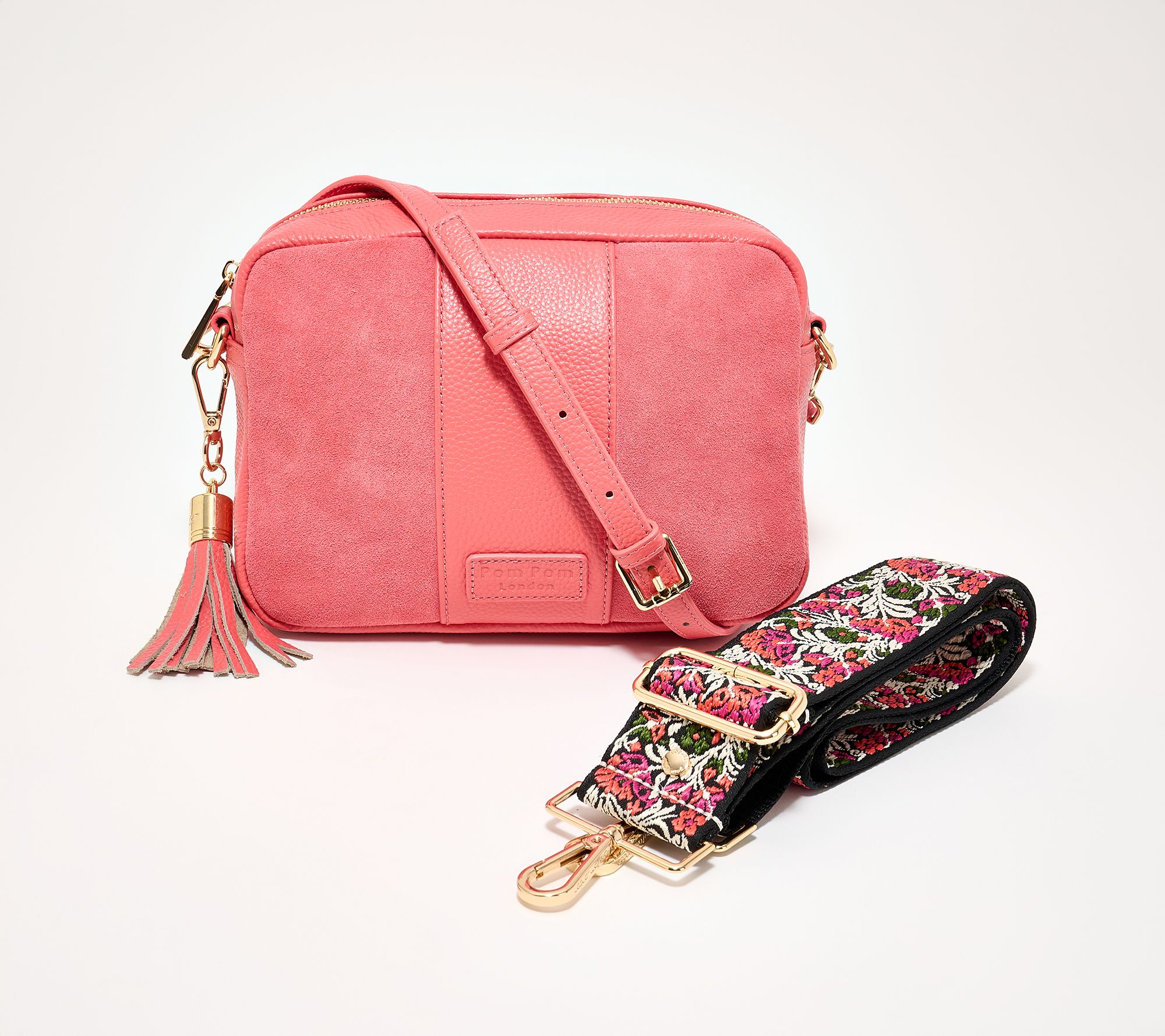  Pom Pom London The City Suede & Leather Crossbody with Extra Strap - A730207