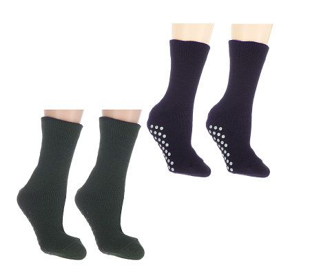 Legacy Legwear 2-pair Fair Isle and Solid Slipper Socks - QVC.com