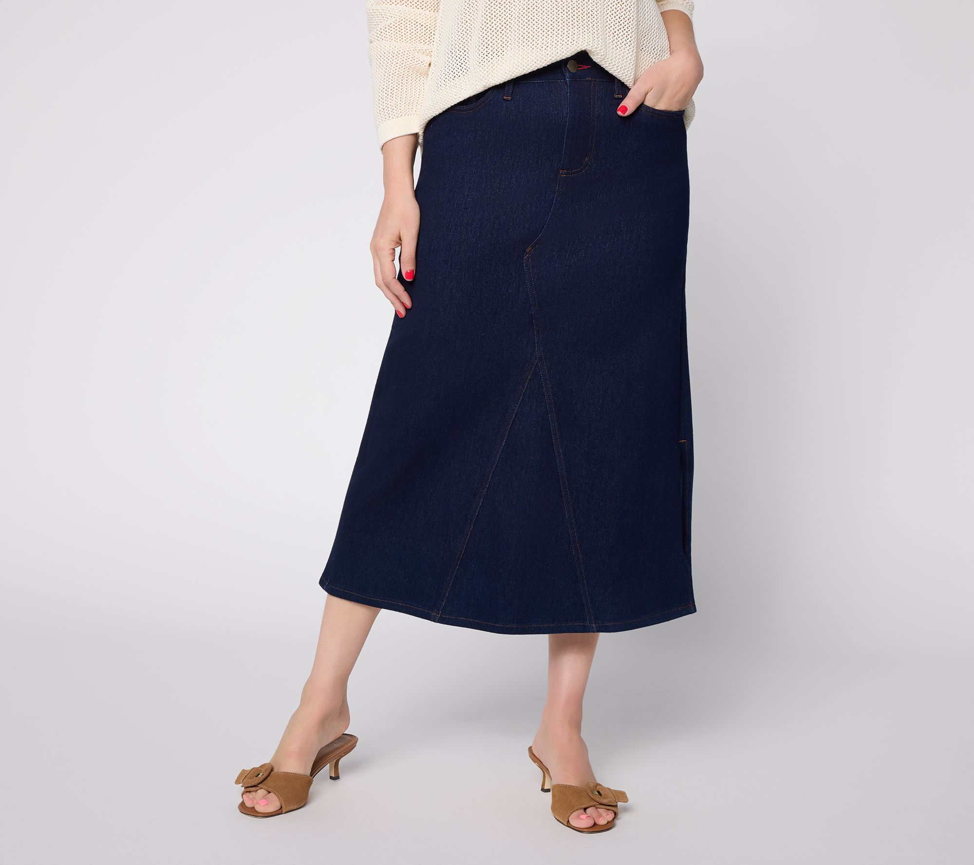 Peace Love World Regular Midi Length Denim Skirt