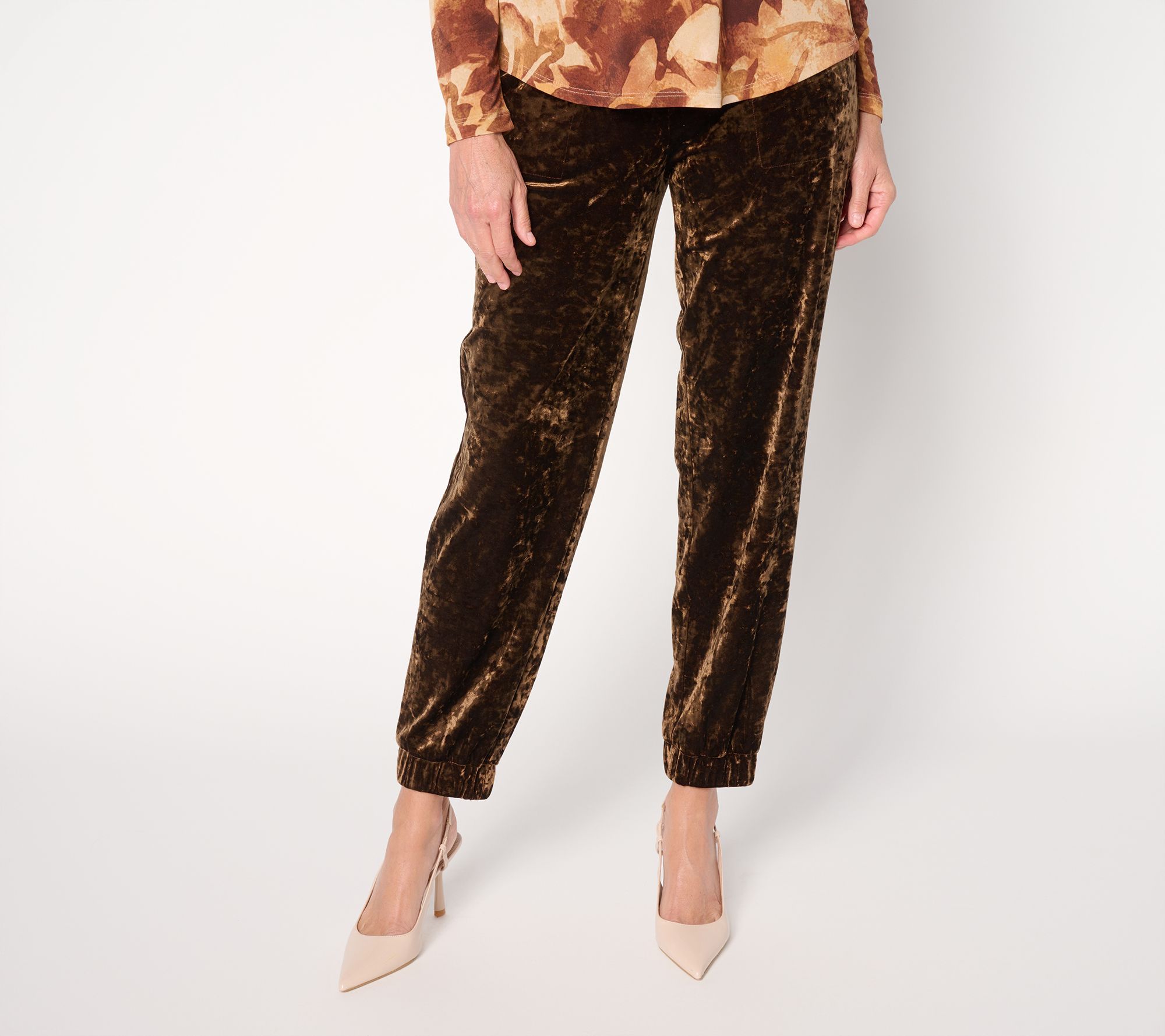 "As Is" Susan Graver Petite Panne Velvet Ankle Jogger