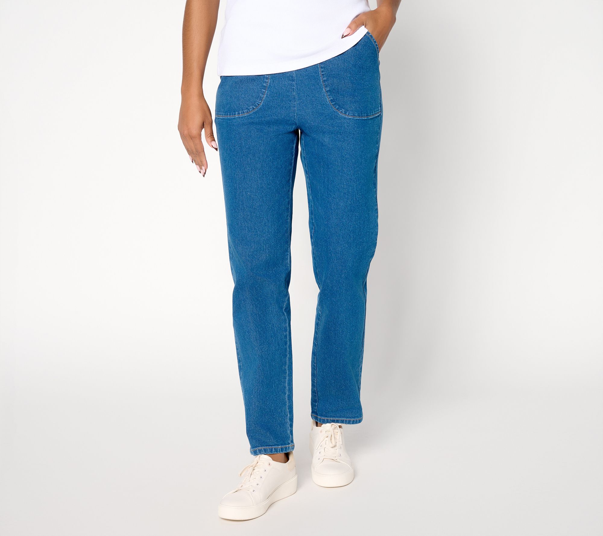 "As Is" Denim & Co Tall Indigo Flat Front Denim Pant