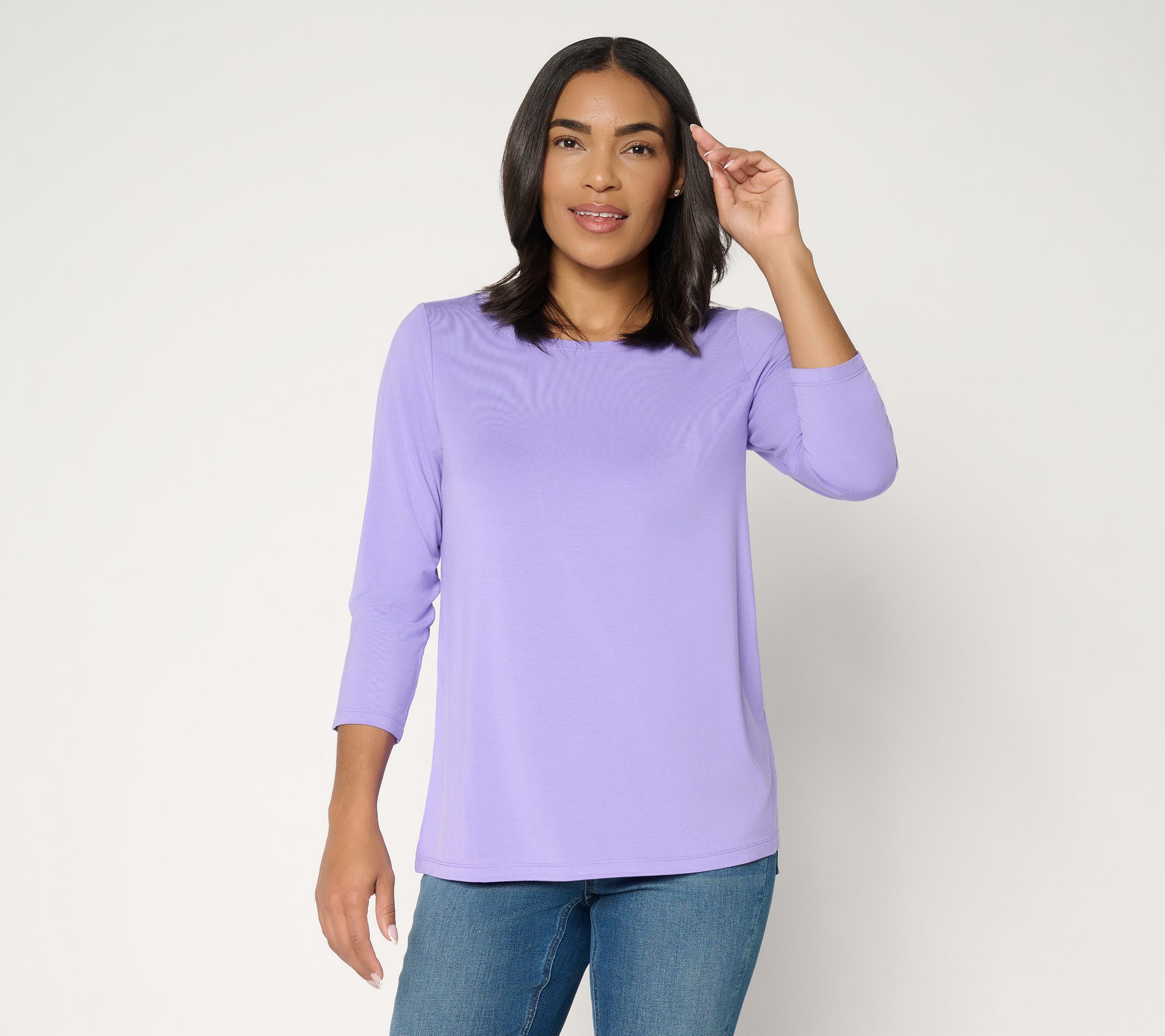 "As Is" Susan Graver Essentials RayonAllureKnit Ballet Neck Top
