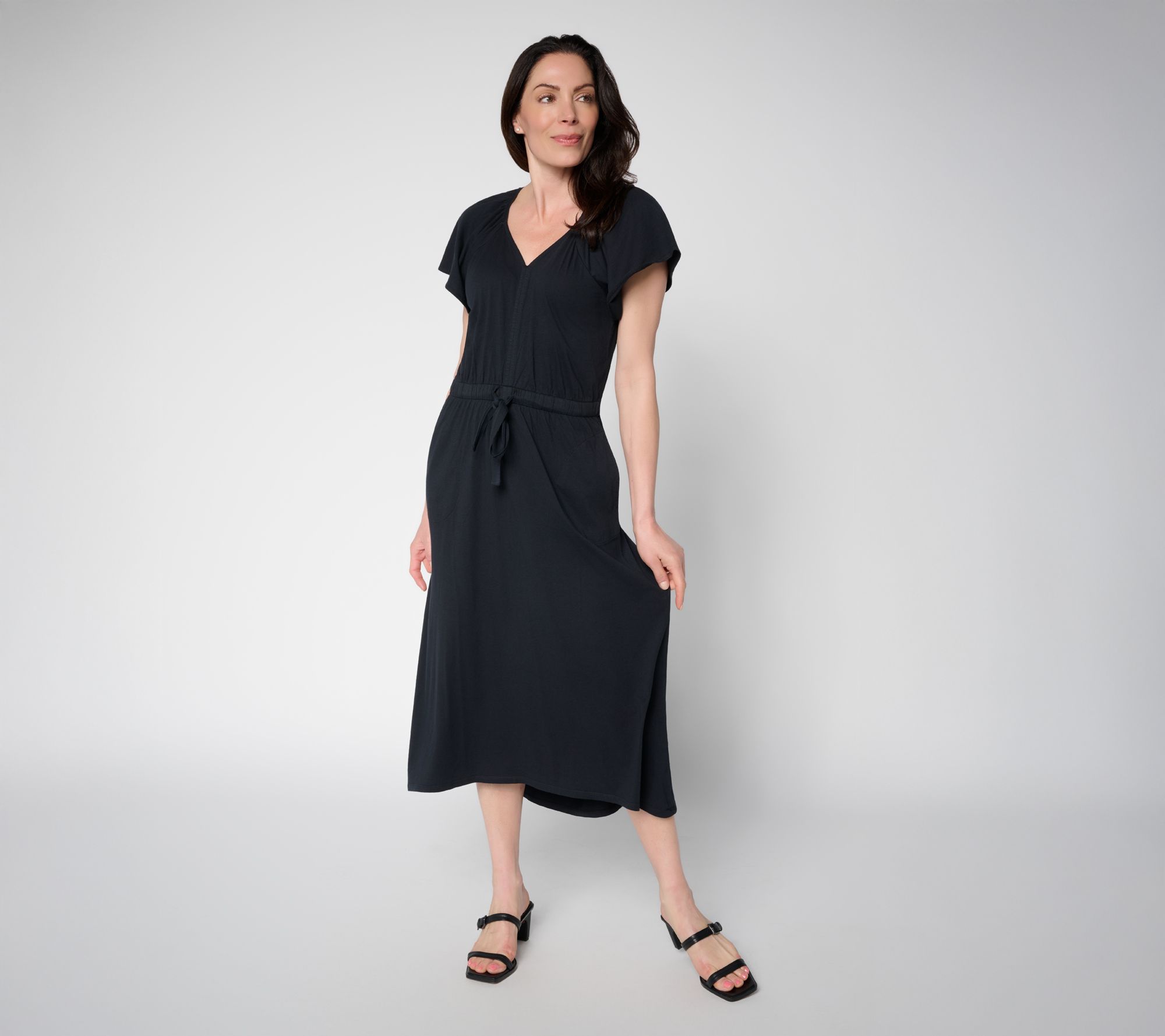 "As Is" LOGO by Lori Goldstein Reg Tie Waist Knit Midi Dress
