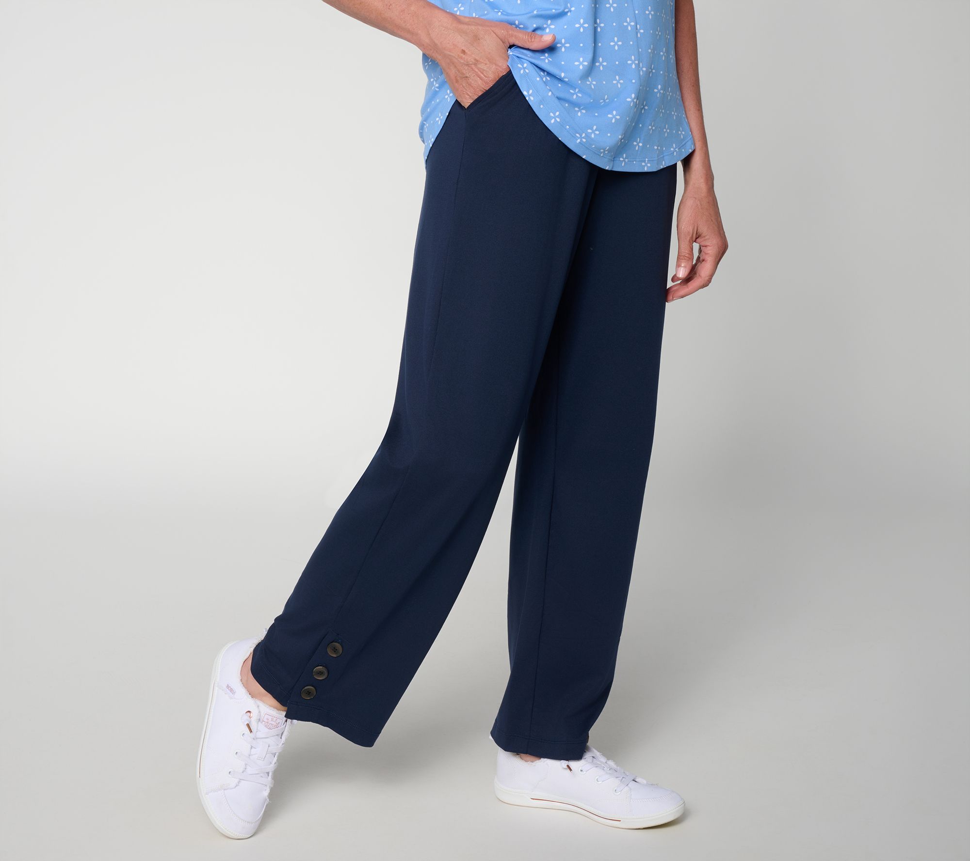 "As Is" Cuddl Duds Flexwear Button Hem Lounge Pant
