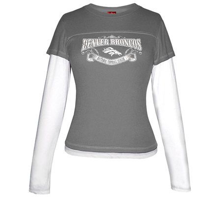 NFL Denver Broncos Women Storm Gray Long SleeveLayer T-Shirt 