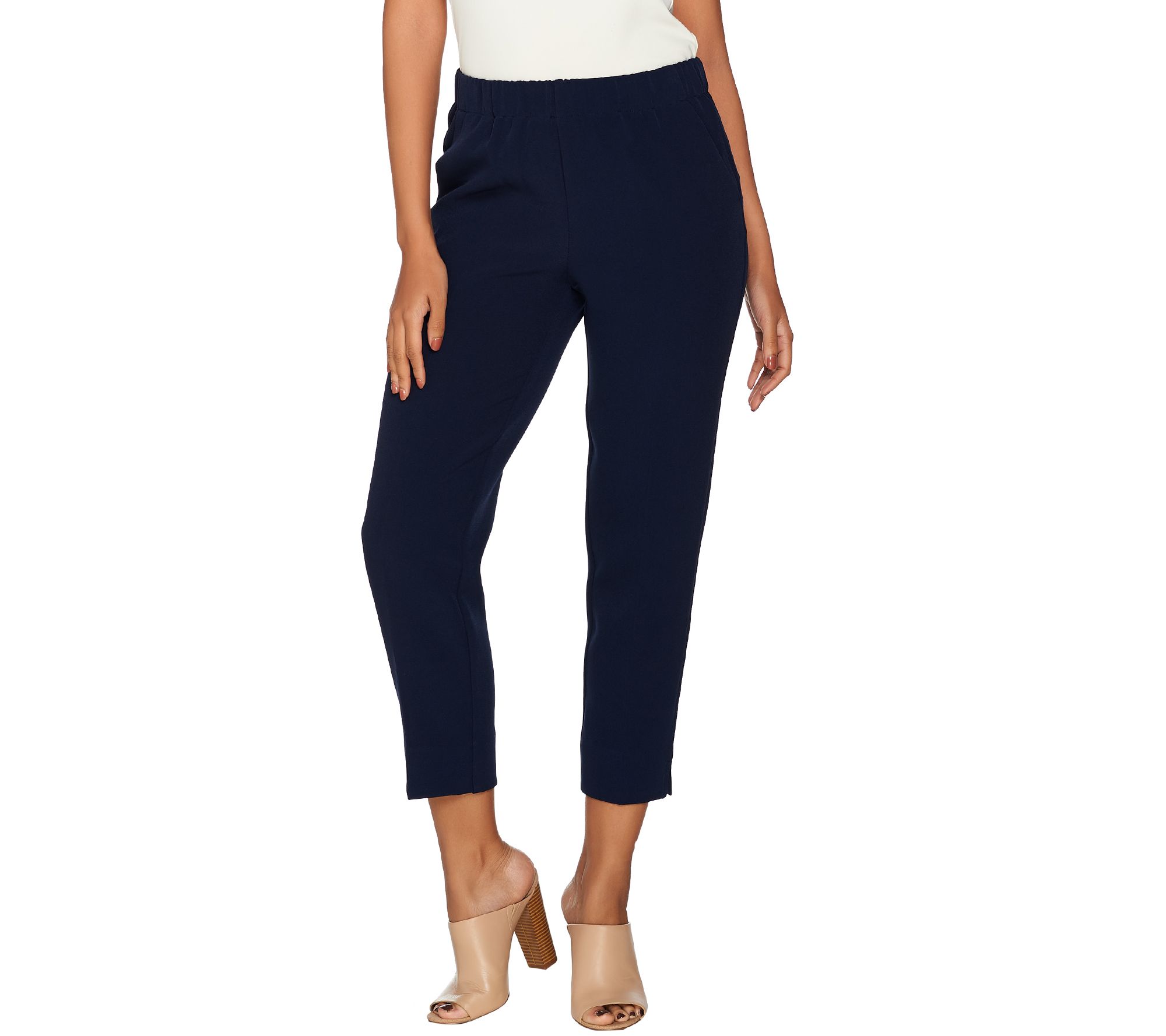 Dennis Basso Textured Pull-On Crop Pants - QVC.com