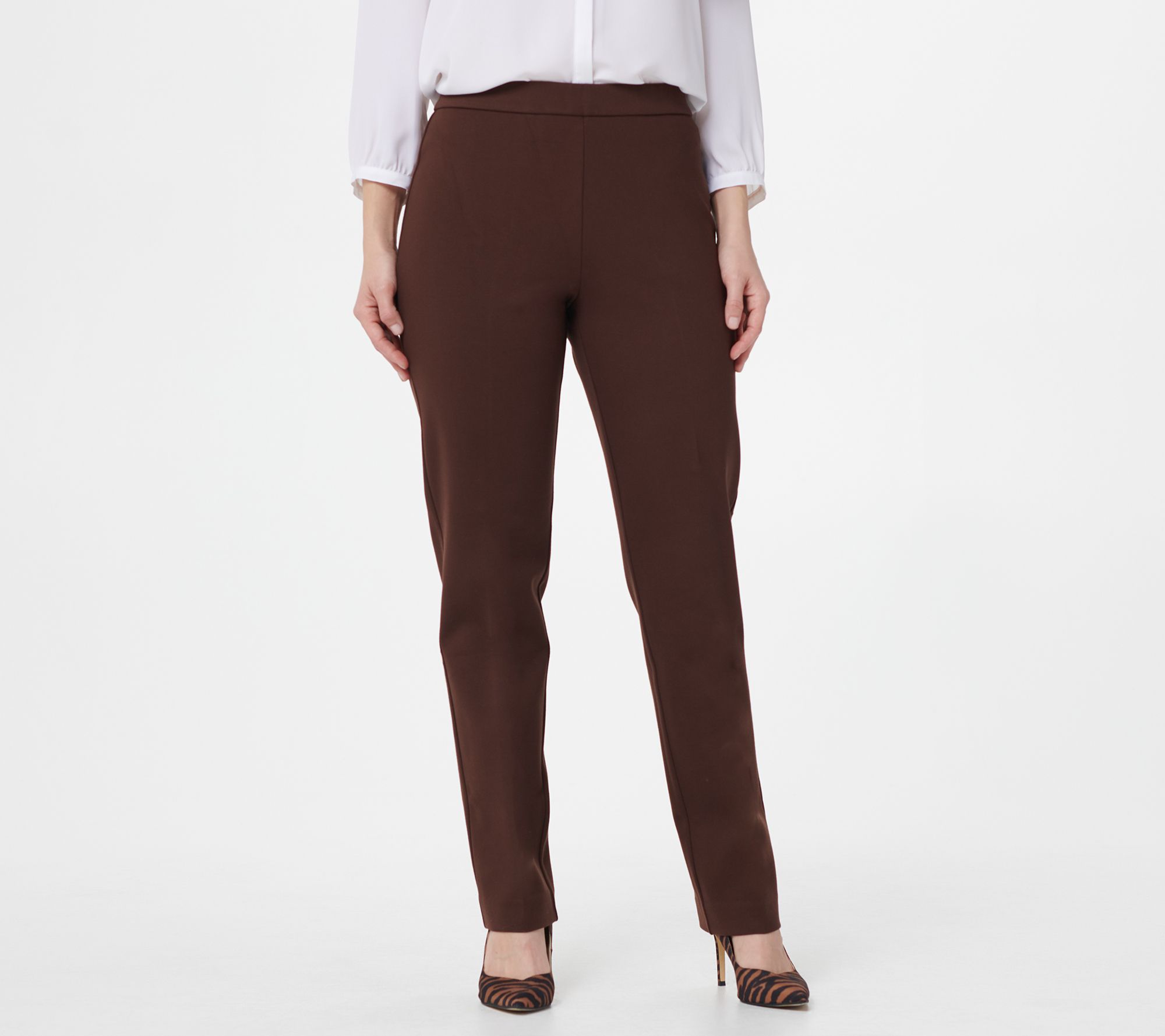 Susan Graver Regular Ponte Straight-Leg Pull-On Pants