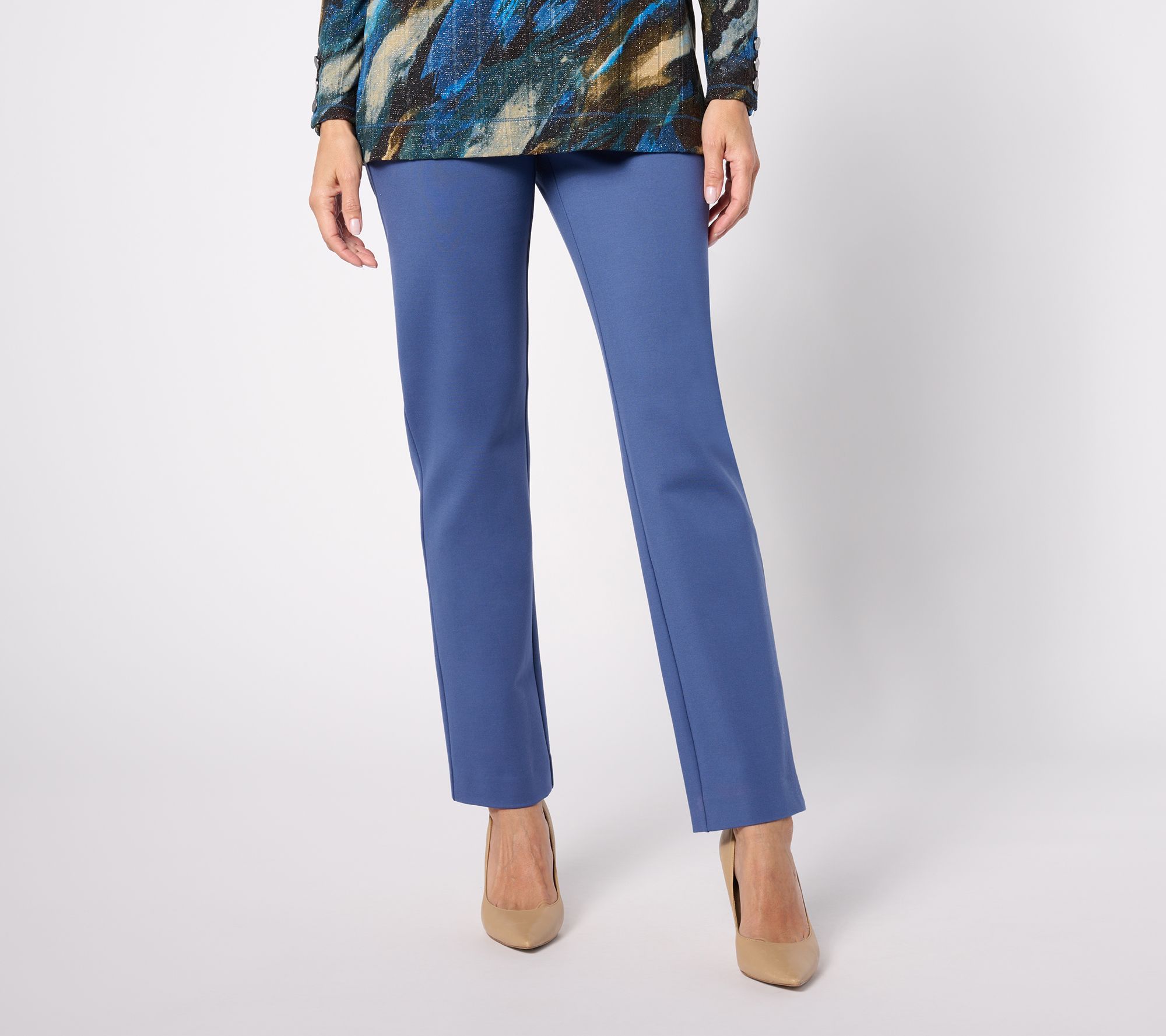 Susan Graver Regular Ponte Straight-Leg Pull-On Pants