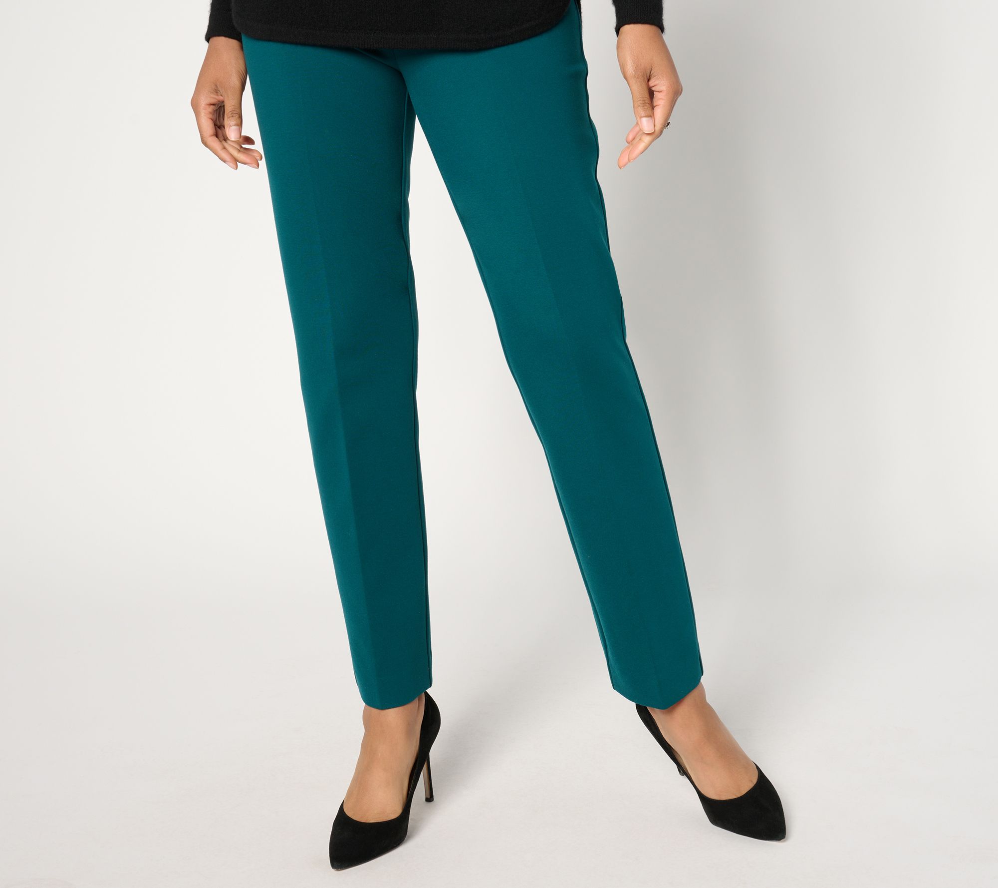 Susan Graver Regular Ponte Straight-Leg Pull-On Pants