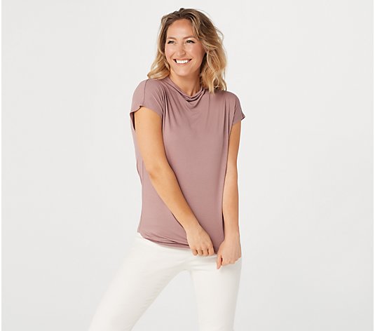 Lisa Rinna Collection Short Sleeve Cowl Neck Top