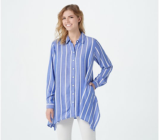Linea by Louis Dell'Olio Button-Front Striped Shirt
