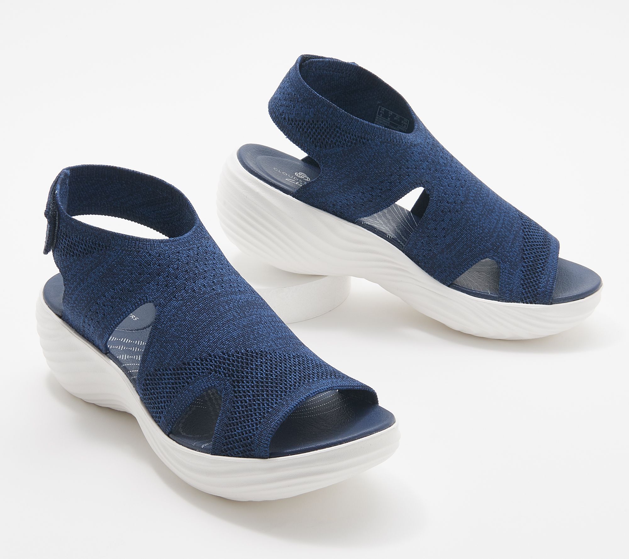 Clarks Cloudsteppers Knit Wedge Sandals - Marin Sail