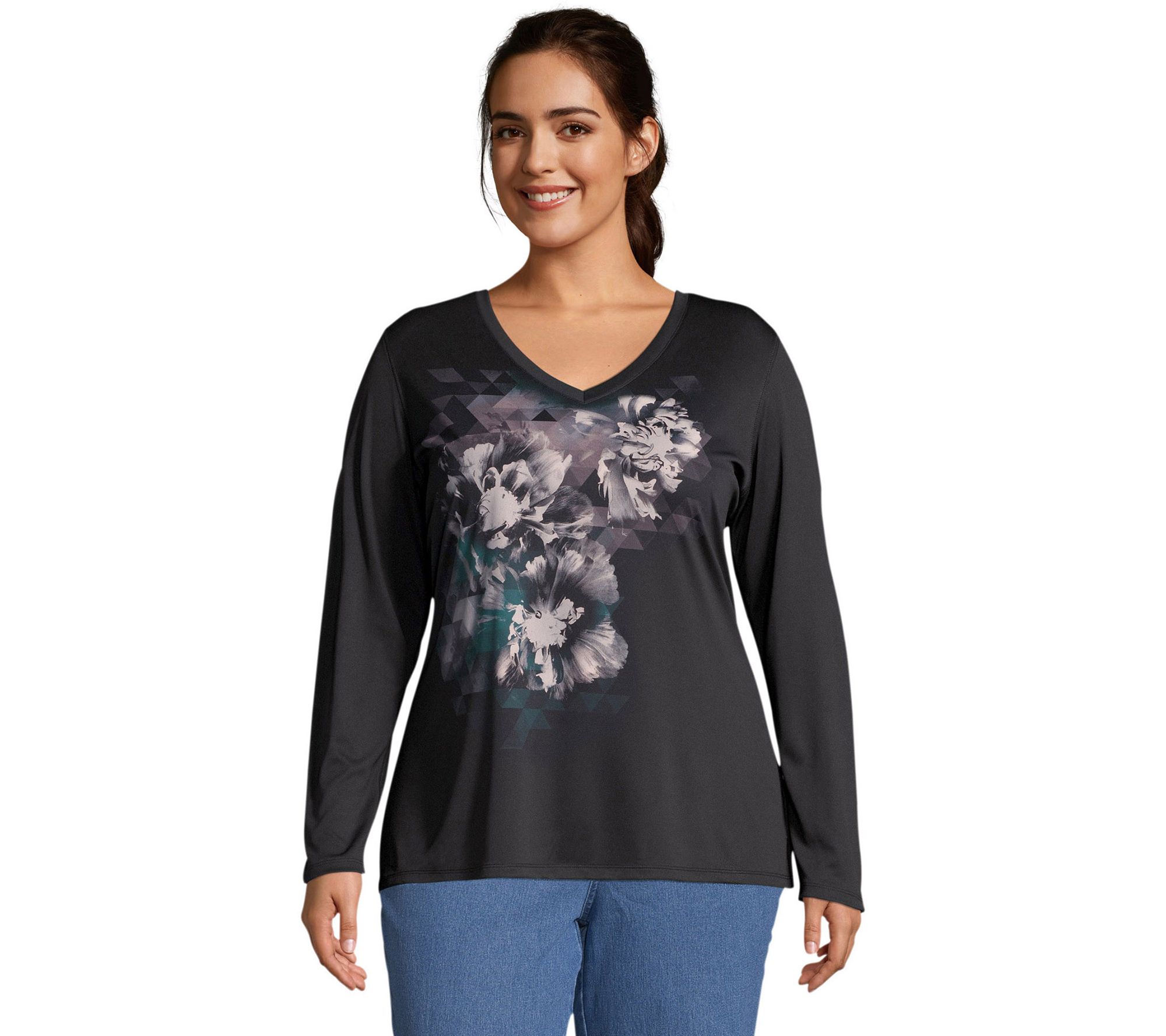 Just My Size Womens Long Sleeve Graphic Tee Shirt