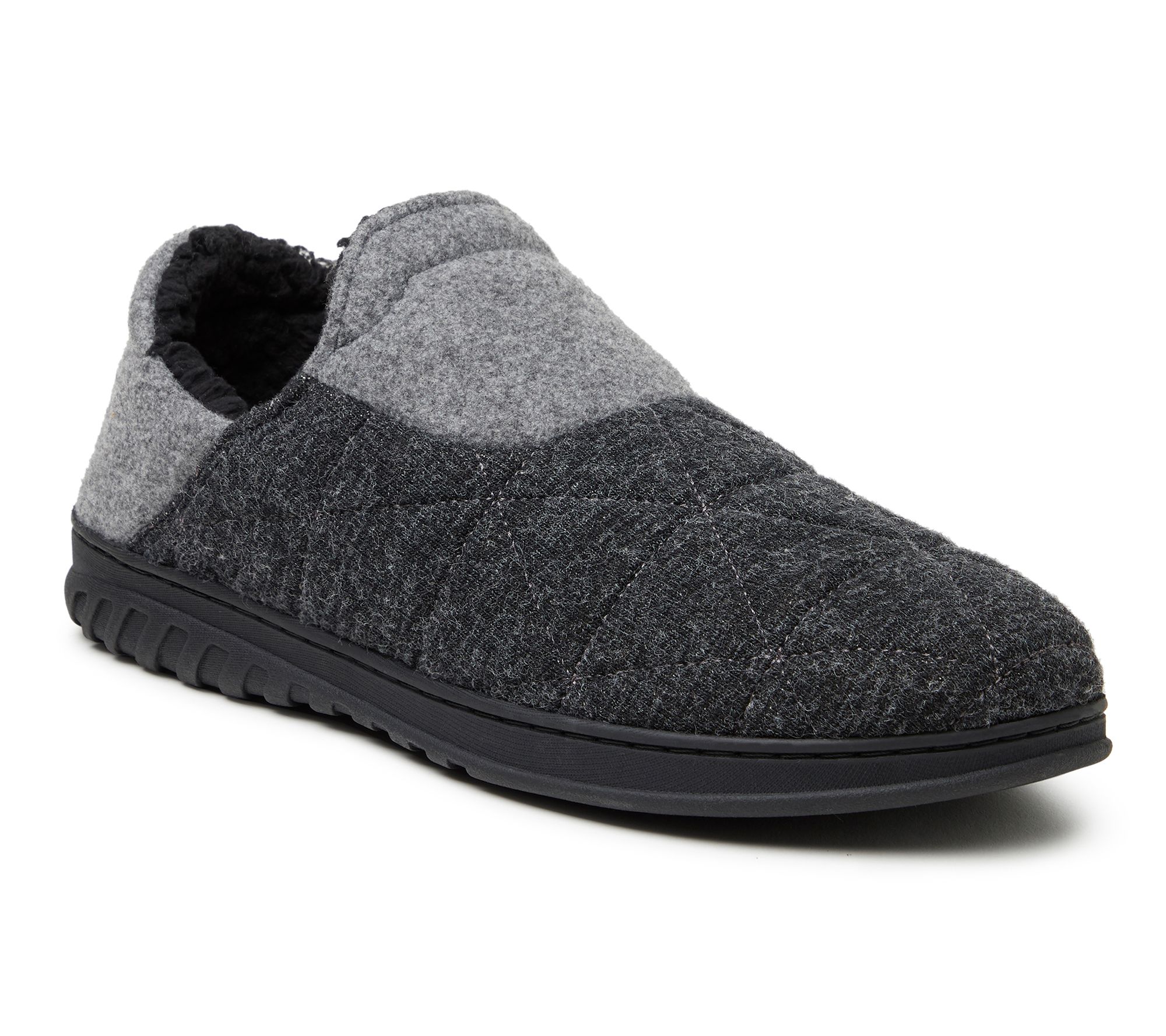 Dearfoams Men's Felted Microwool and Knit Closed Back Slippers - QVC.com