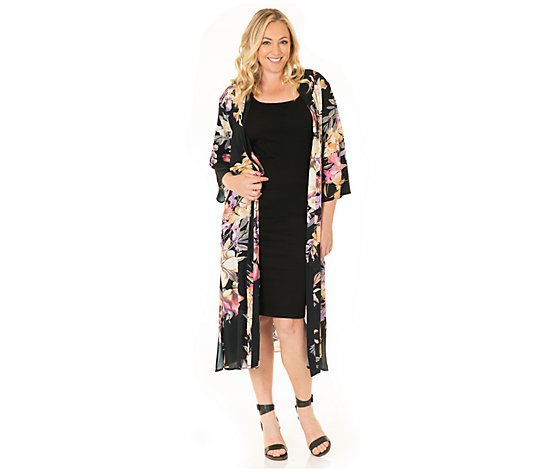 Blooming Women Bodycon Dress and Duster Set