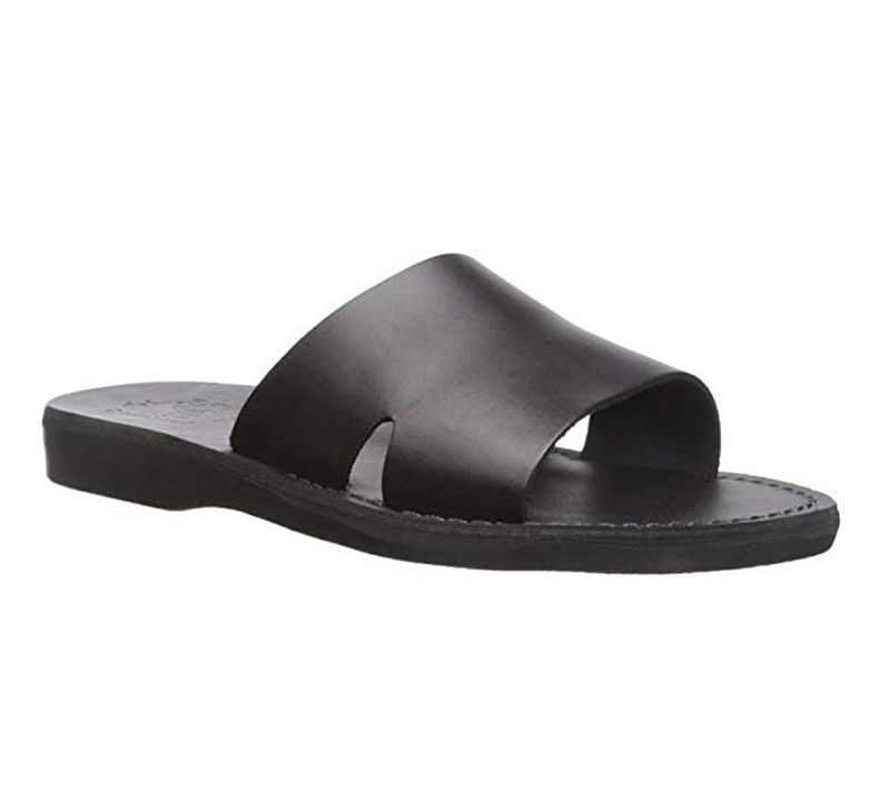 black wide strap sandals