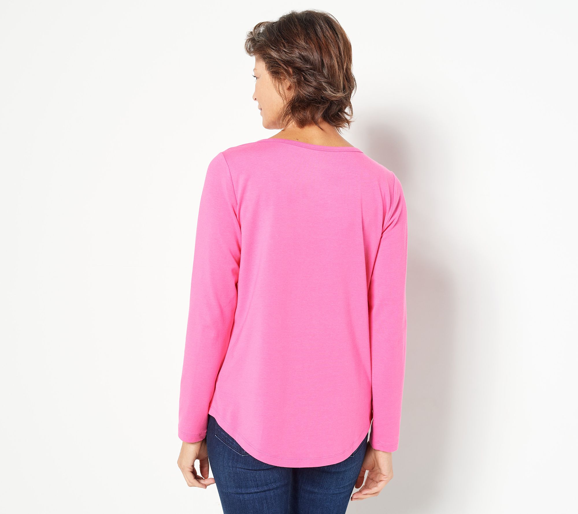 Susan Graver Weekend Essentials Cotton Modal Bateau Neck Top QVC