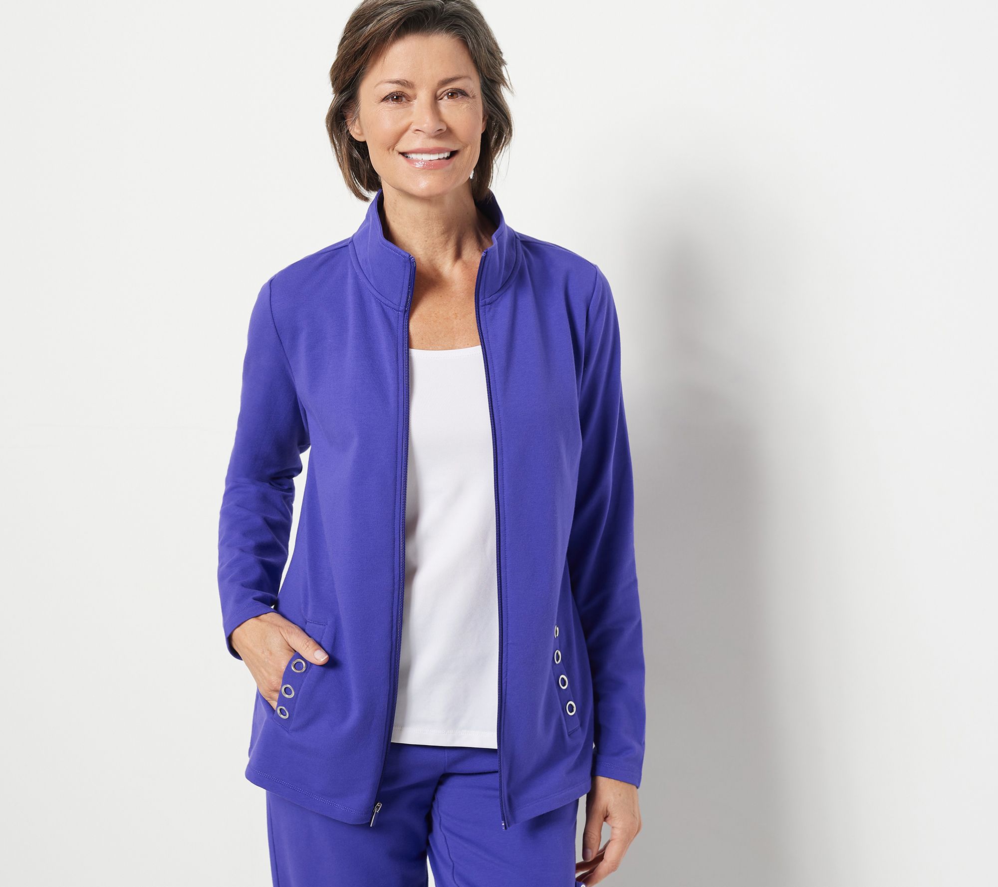 Sport Savvy French Terry Zip-Up Turtleneck Jacket - QVC.com