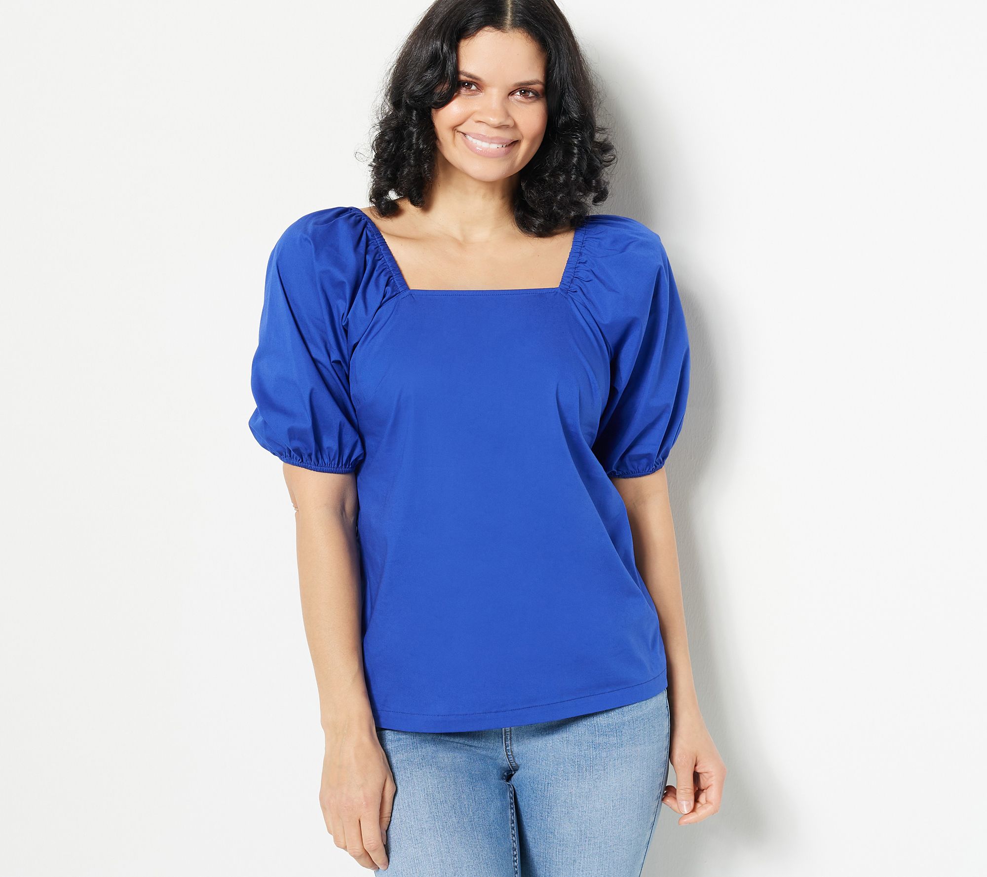 Candace Cameron Bure Square Neck Balloon Sleeve Top
