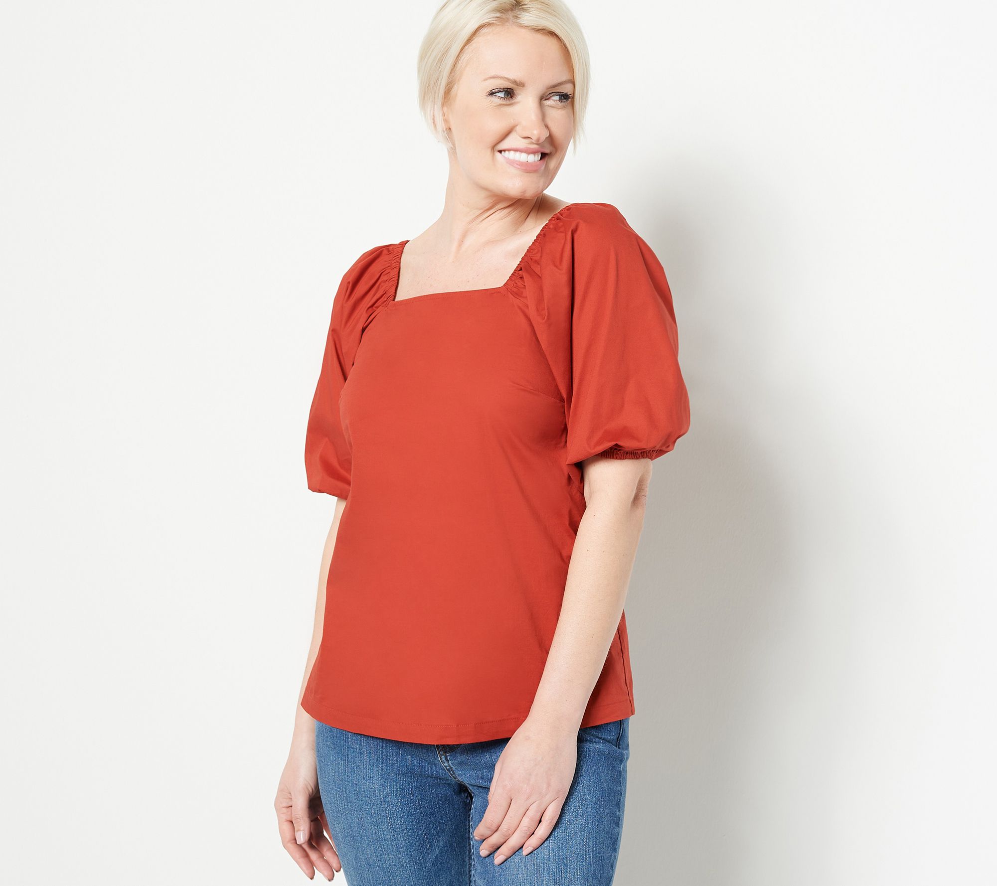 Candace Cameron Bure Square Neck Balloon Sleeve Top