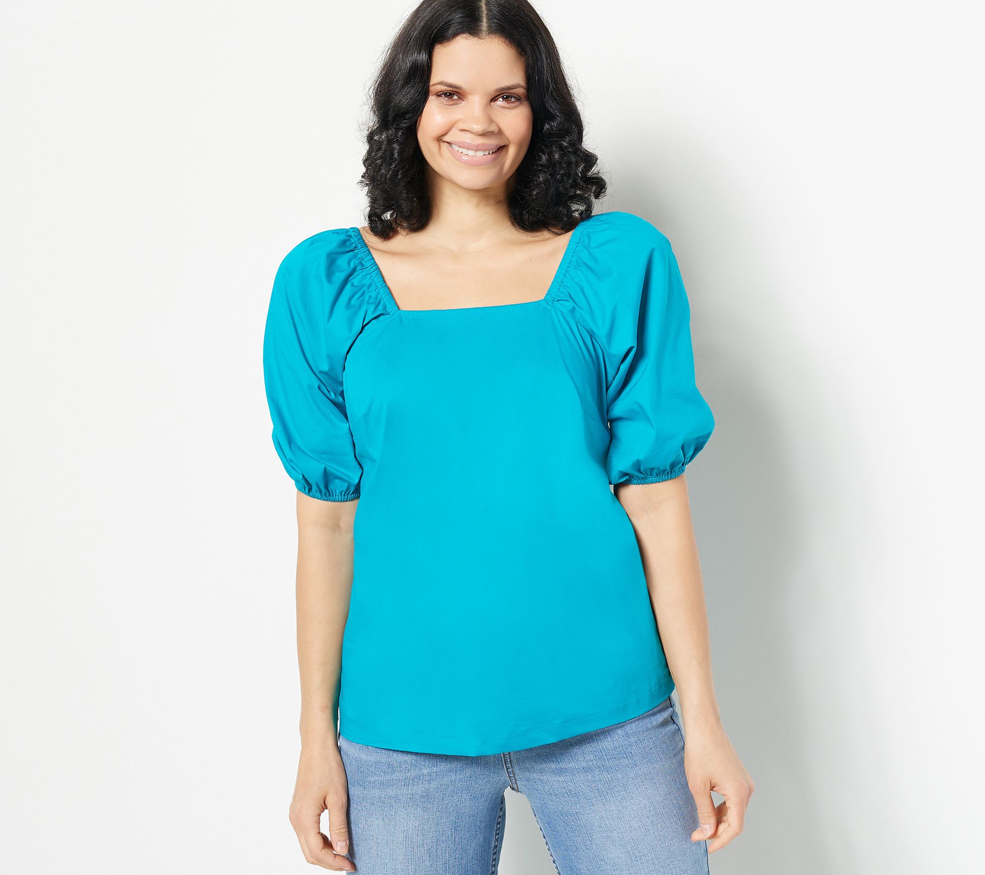 Candace Cameron Bure Square Neck Balloon Sleeve Top