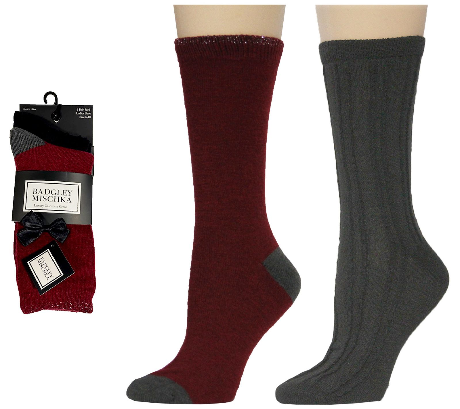Badgley Mischka Lurex Wool Cashmere Blend Socks- 2 Pair Pack - QVC.com
