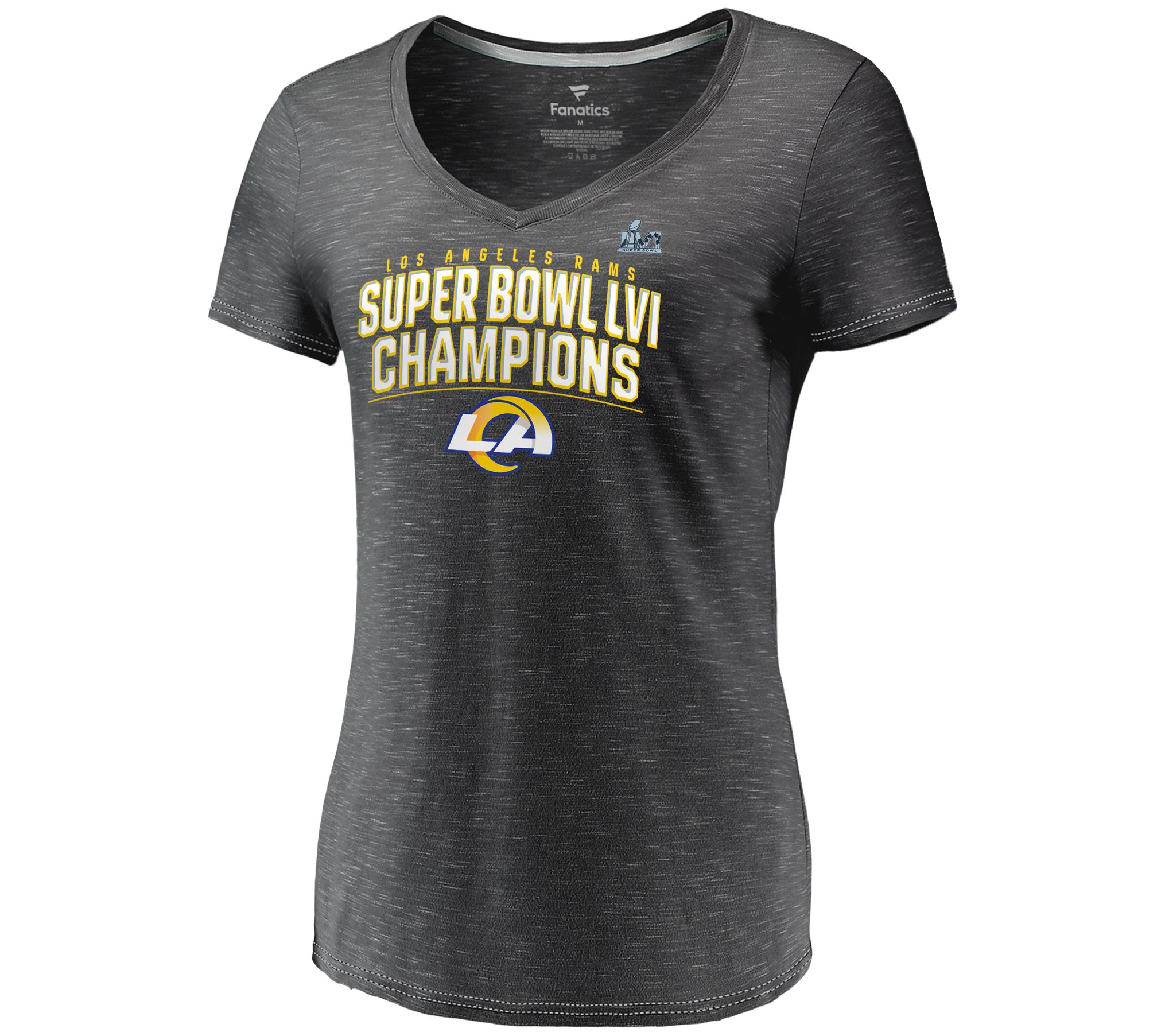 New WOMEN'S LA Rams RAMS HOUSE Super Bowl LIII Tee V Neck T Shirt  MEDIUM Gray