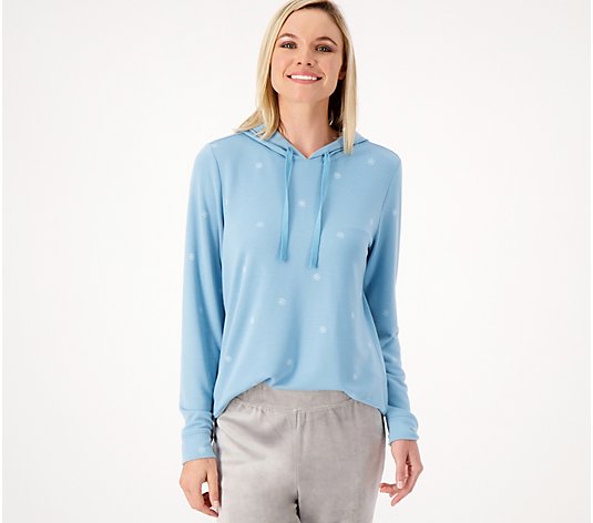 Denim & Co. Comfort Zone Printed Soft Blend Knit Hooded Pullover