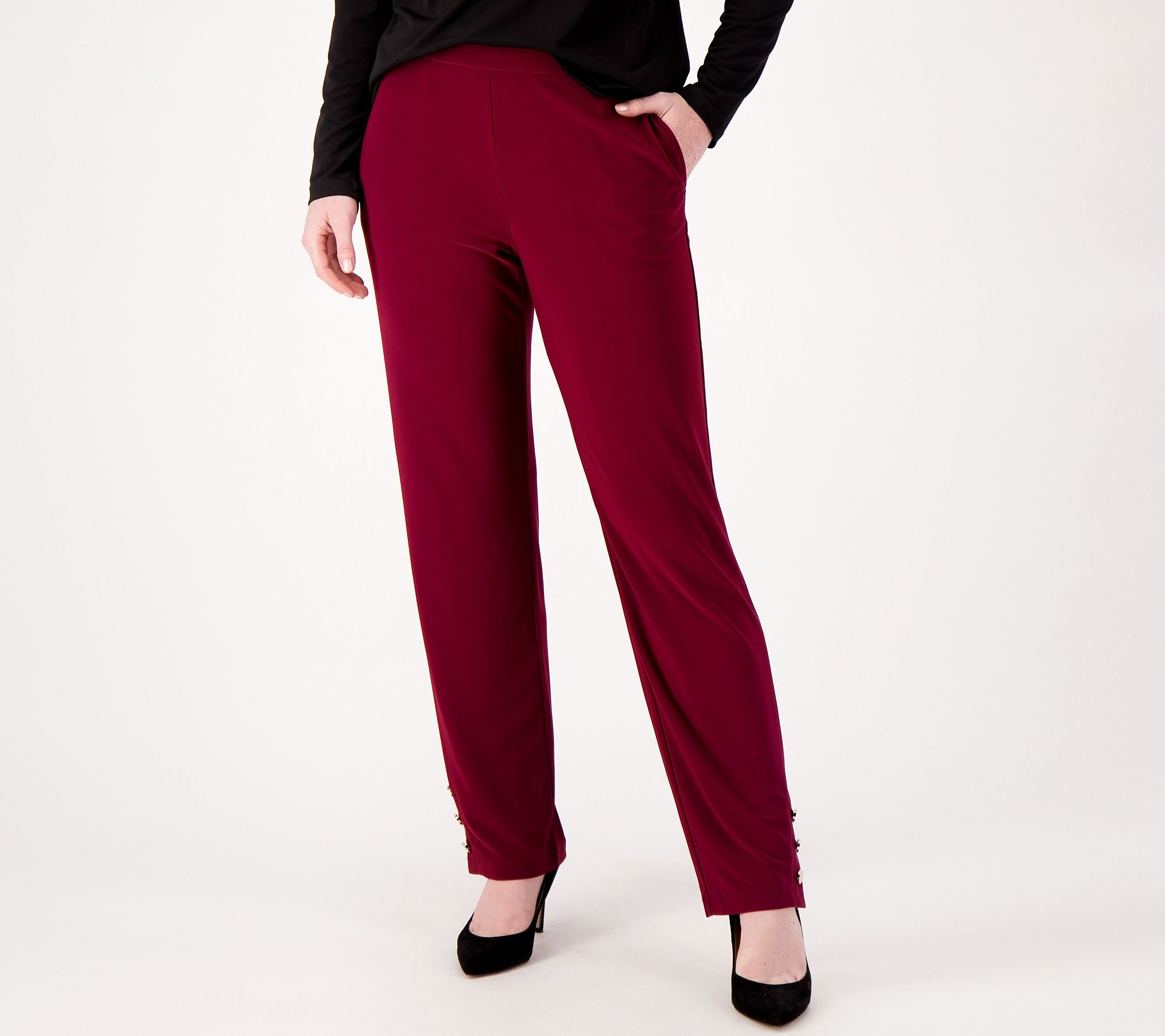 Dennis Basso Petite Italia Knit Straight Leg Pants