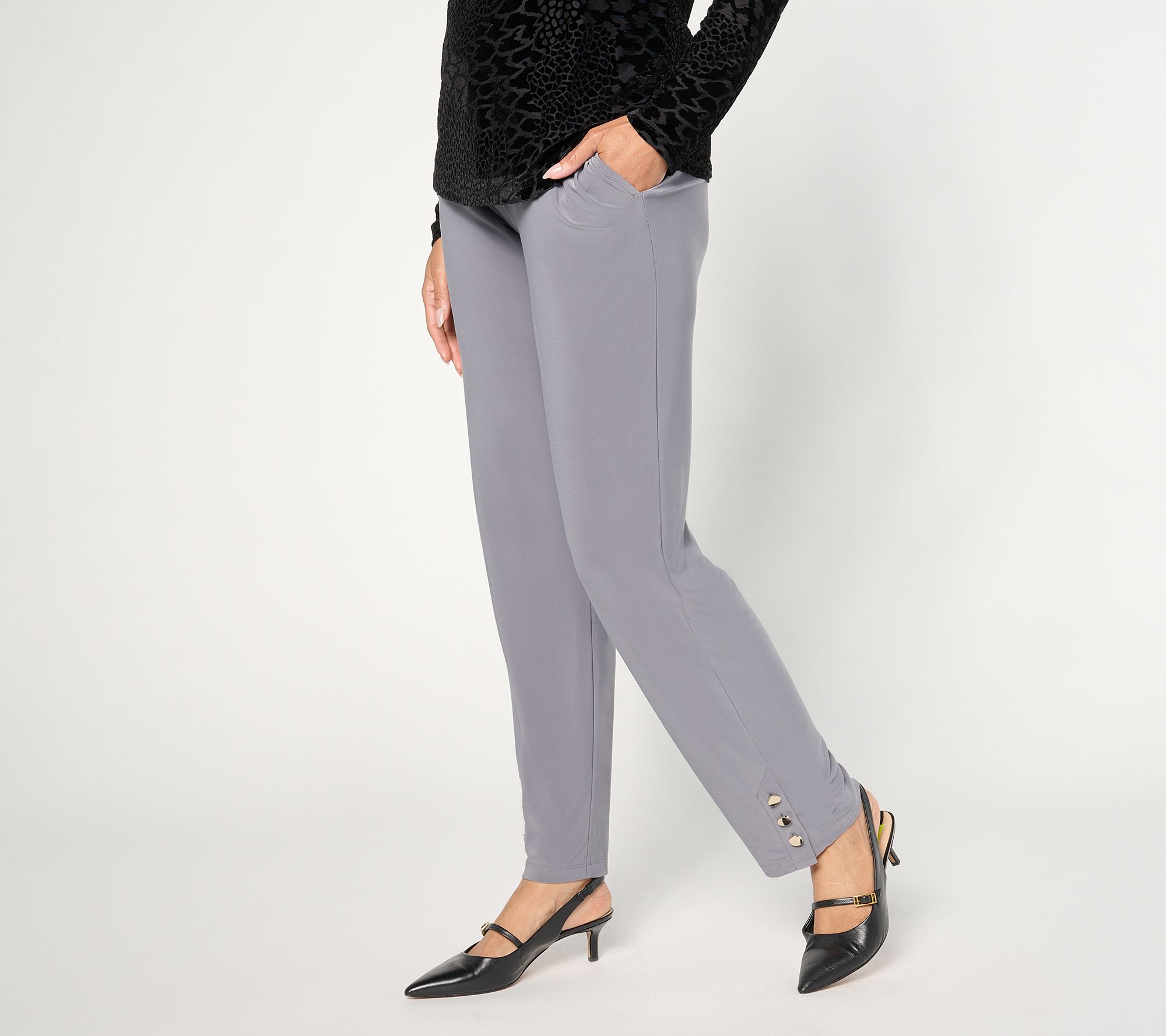 Dennis Basso Petite Italia Knit Straight Leg Pants