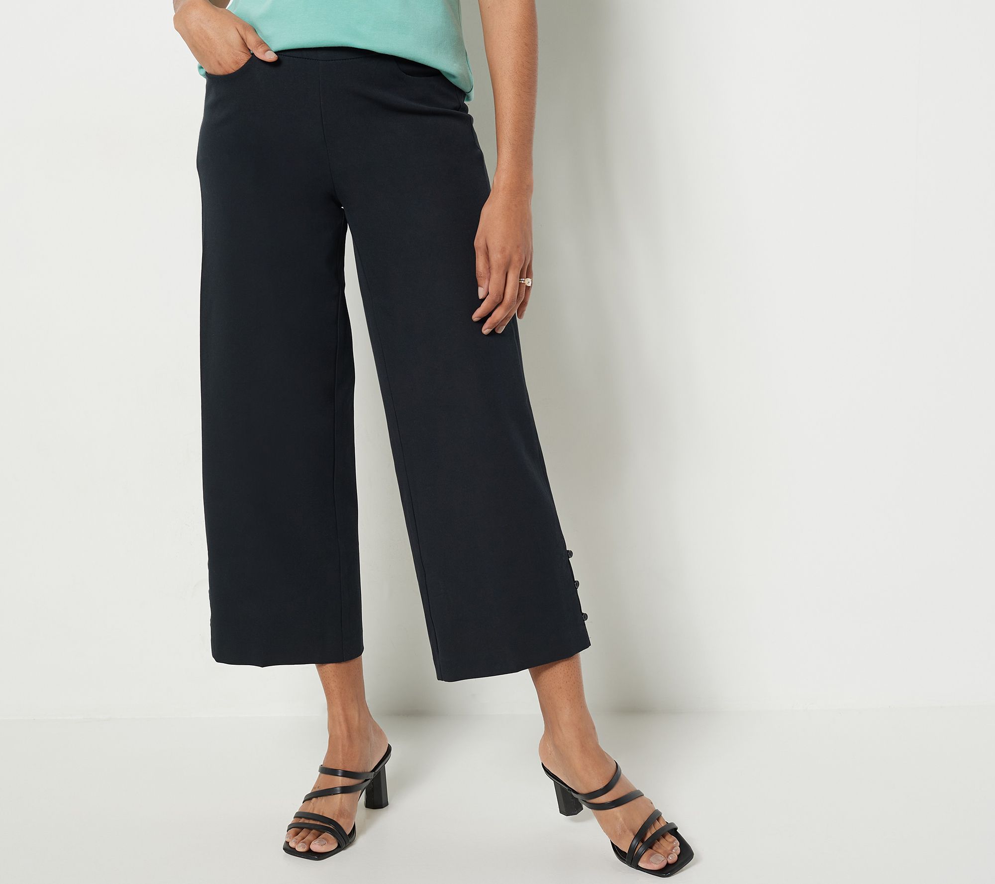 "As Is" Isaac Mizrahi Live! Regular 24/7 Stretch Crop Wide Leg