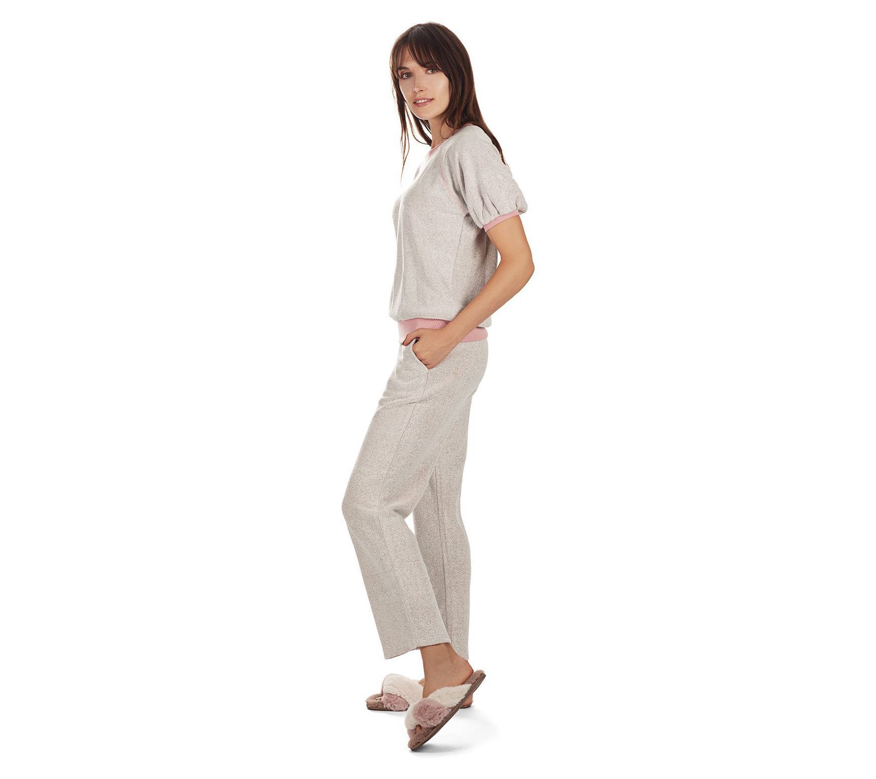 Memoi Bamboo-Blend Spa Terry Matching Top & Pant Set