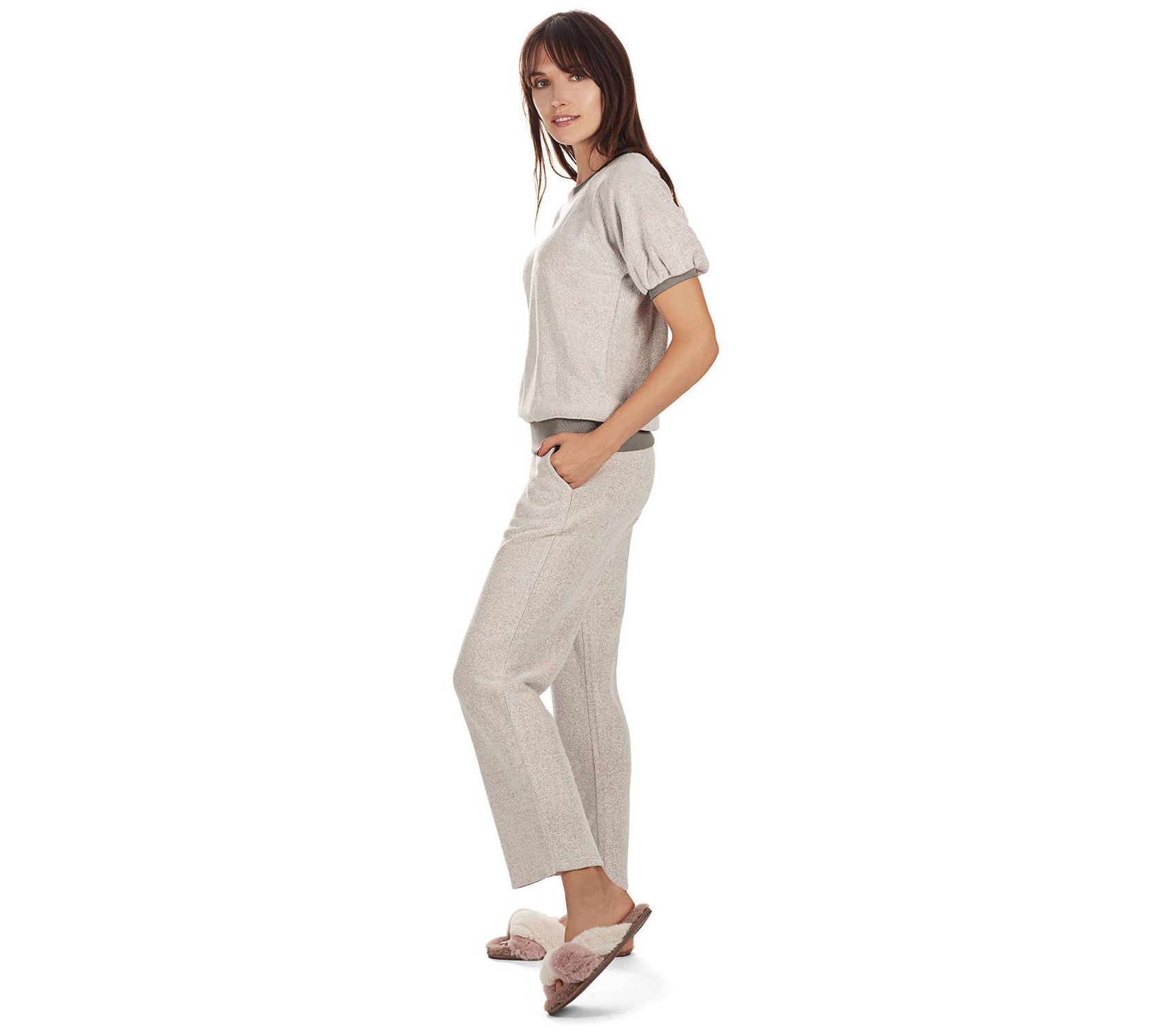 Memoi Bamboo-Blend Spa Terry Matching Top & Pant Set