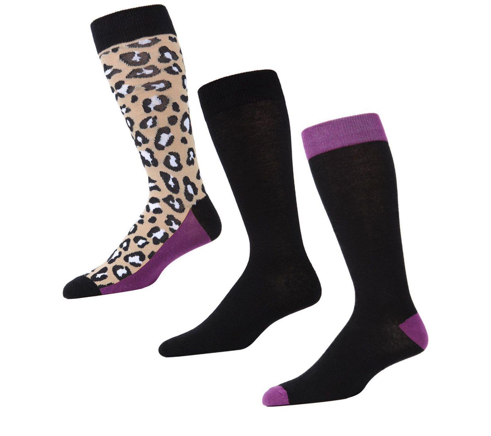 Memoi Men's Leopard Pane 3 Pack Crew Sock