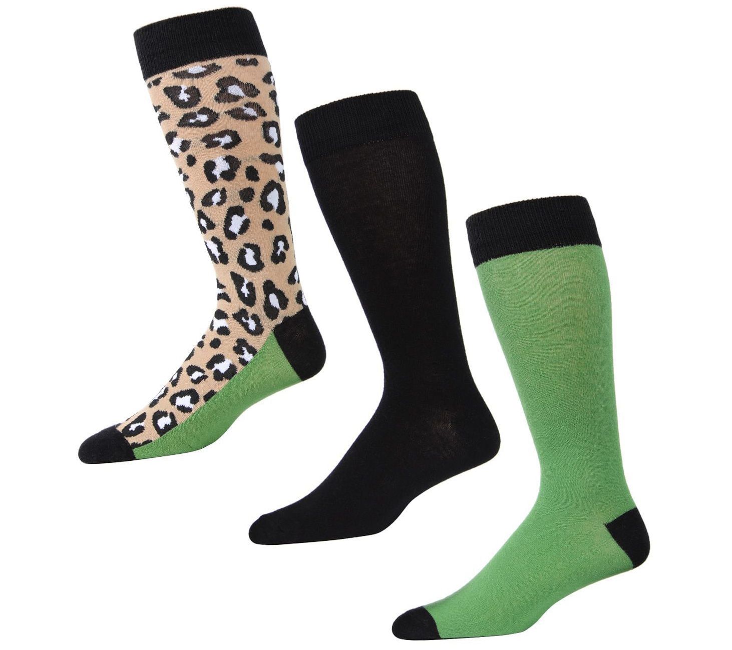 Memoi Men's Leopard Pane 3 Pack Crew Sock