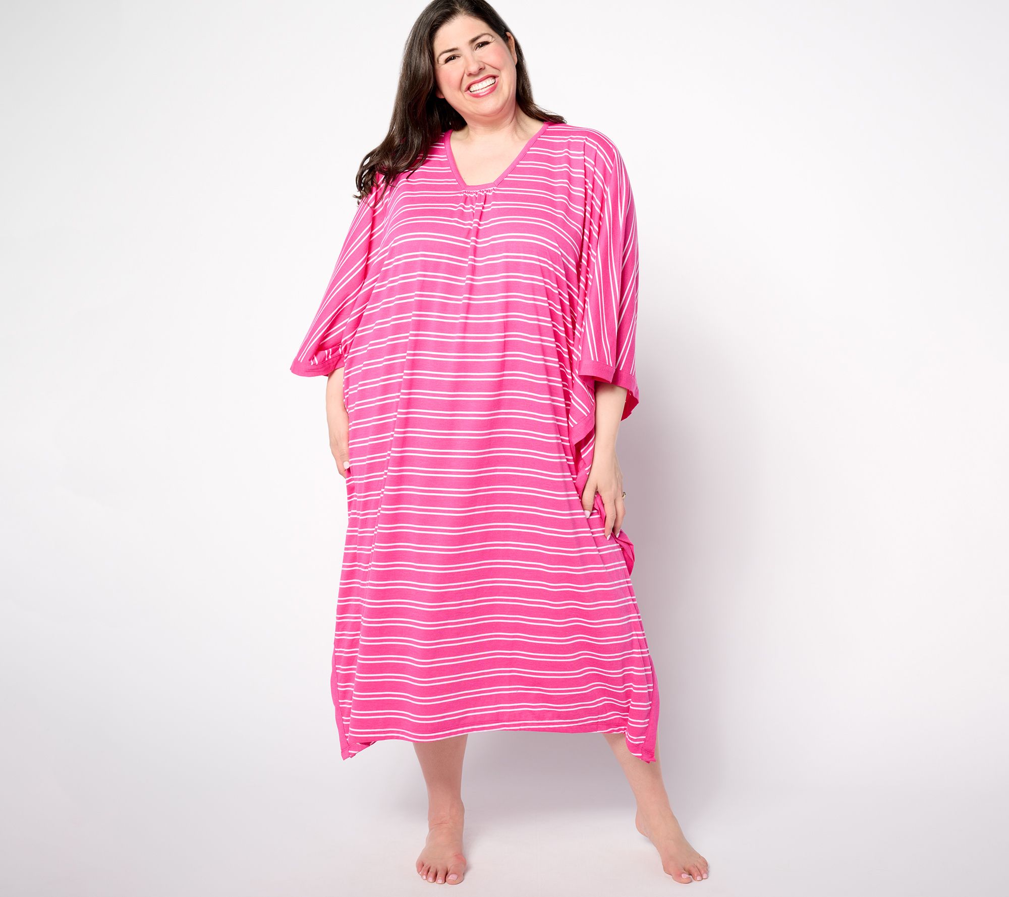 Carole Hochman Stripe V-Neck Caftan
