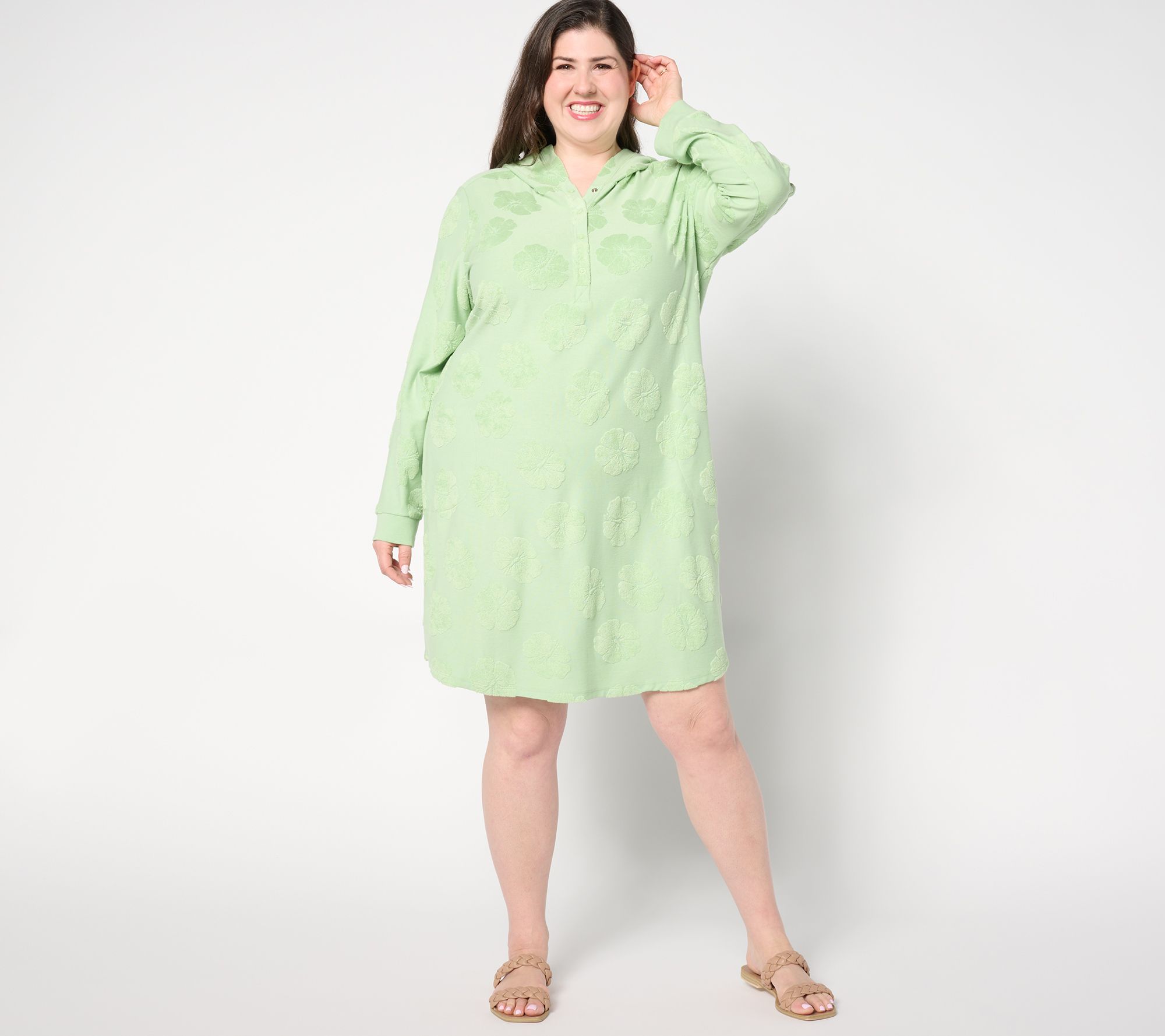 AnyBody Petite Hibiscus Jacquard French Terry Lounger