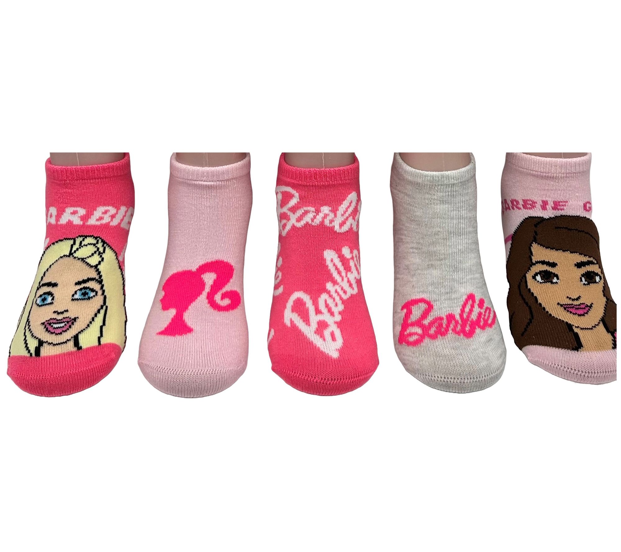 Barbie Girls' No-Show Character Sock Set - 5 Pair